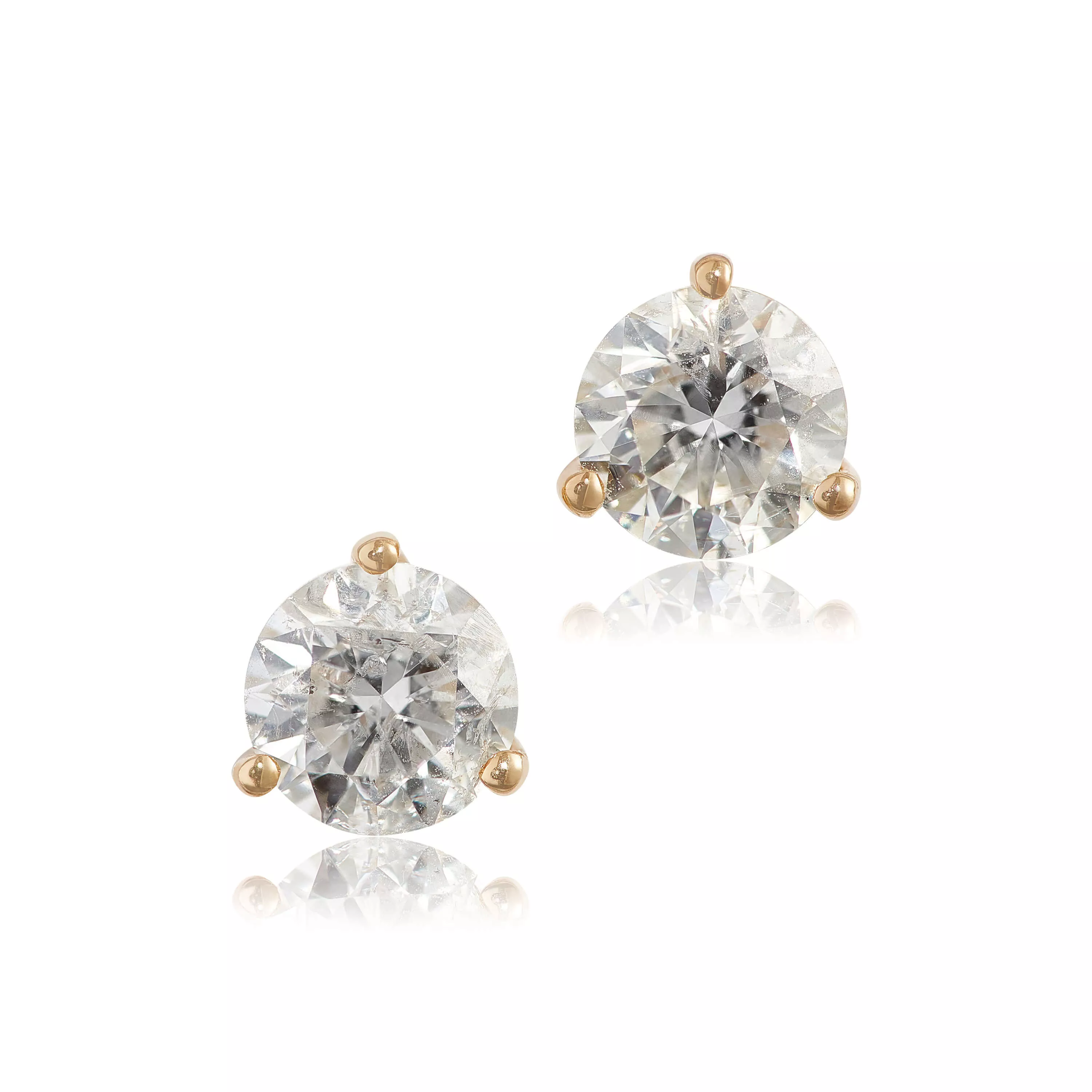 Classic Round Diamond Studs, 1 Carat Total Weight, in 14K Yellow Gold