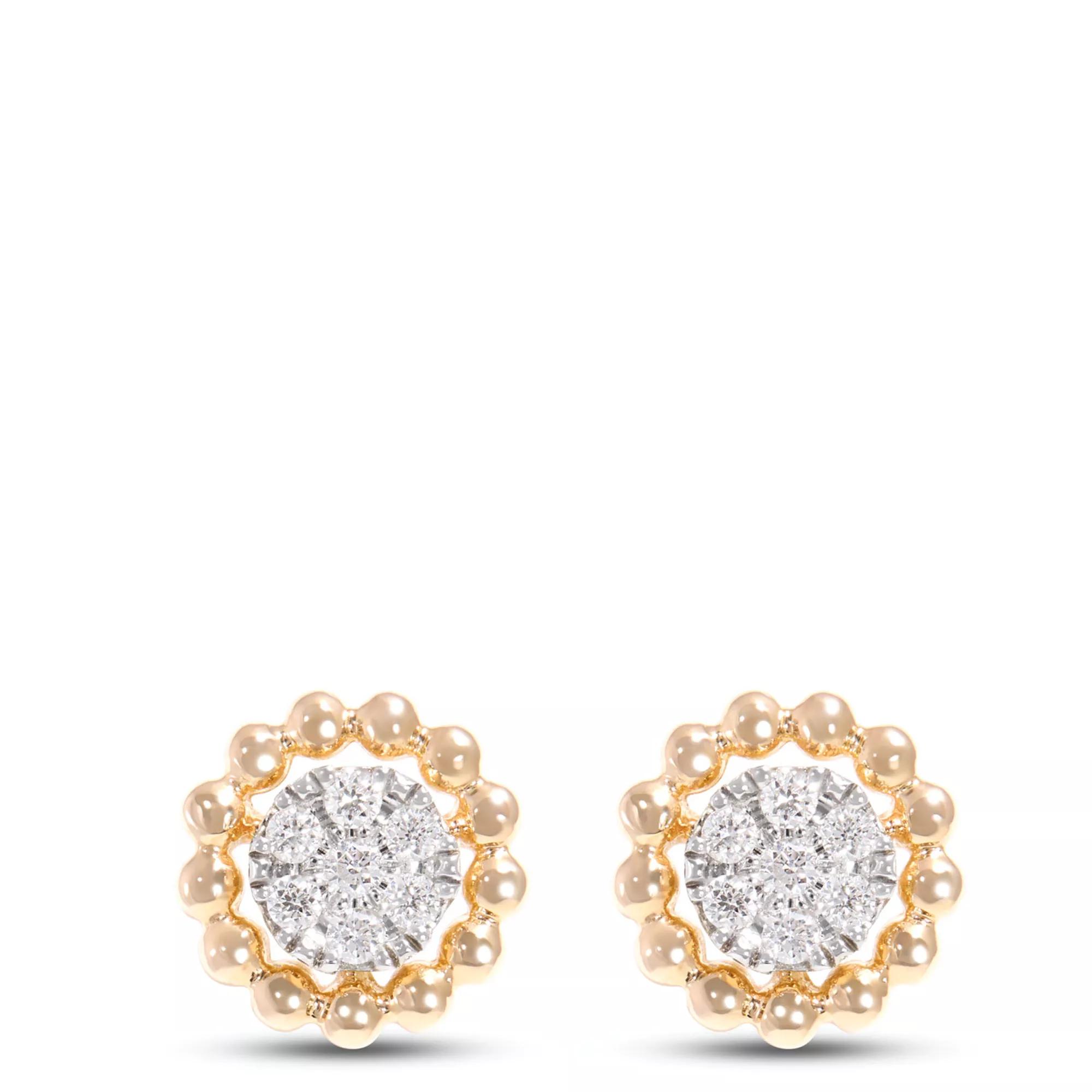 Cluster Diamond Studs, 1/10 Total Carat Weight, 14K Yellow Gold