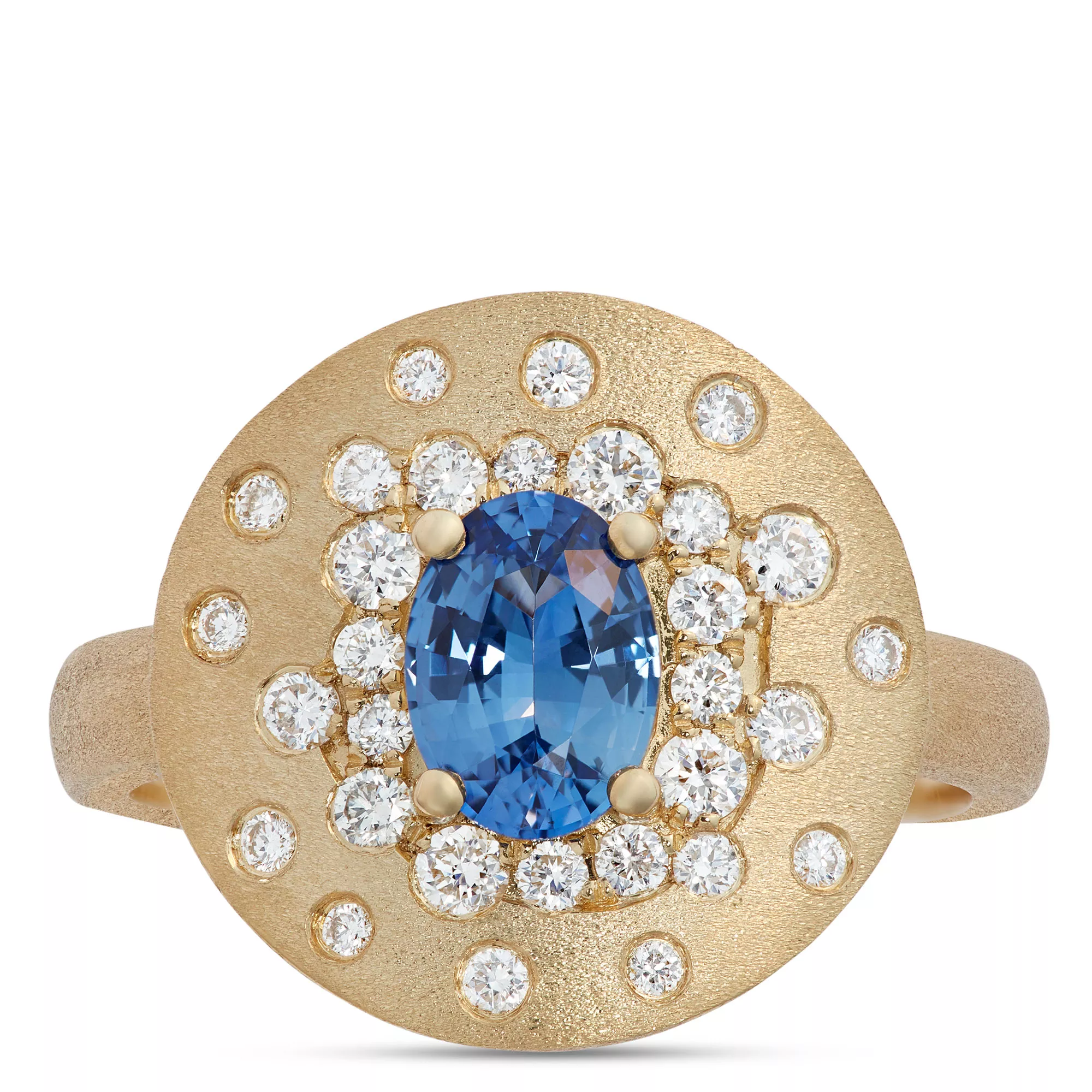 Confetti Oval Sapphire Ring, 14K Yellow Gold