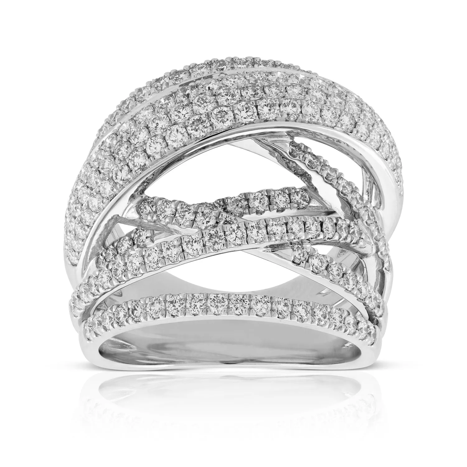 Criss Cross Diamond Statement Ring 14K