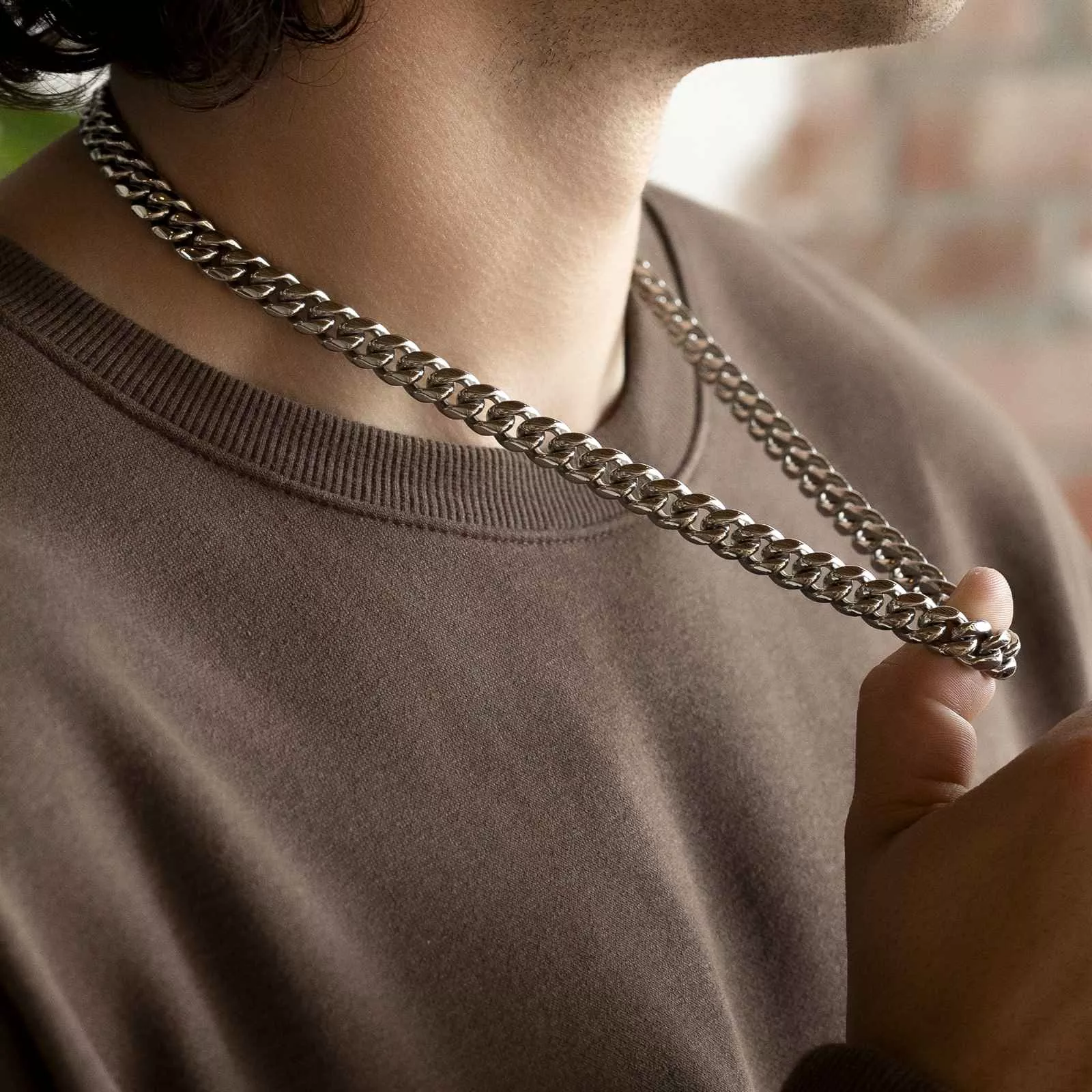 Cuban Link Chain White Gold 10mm