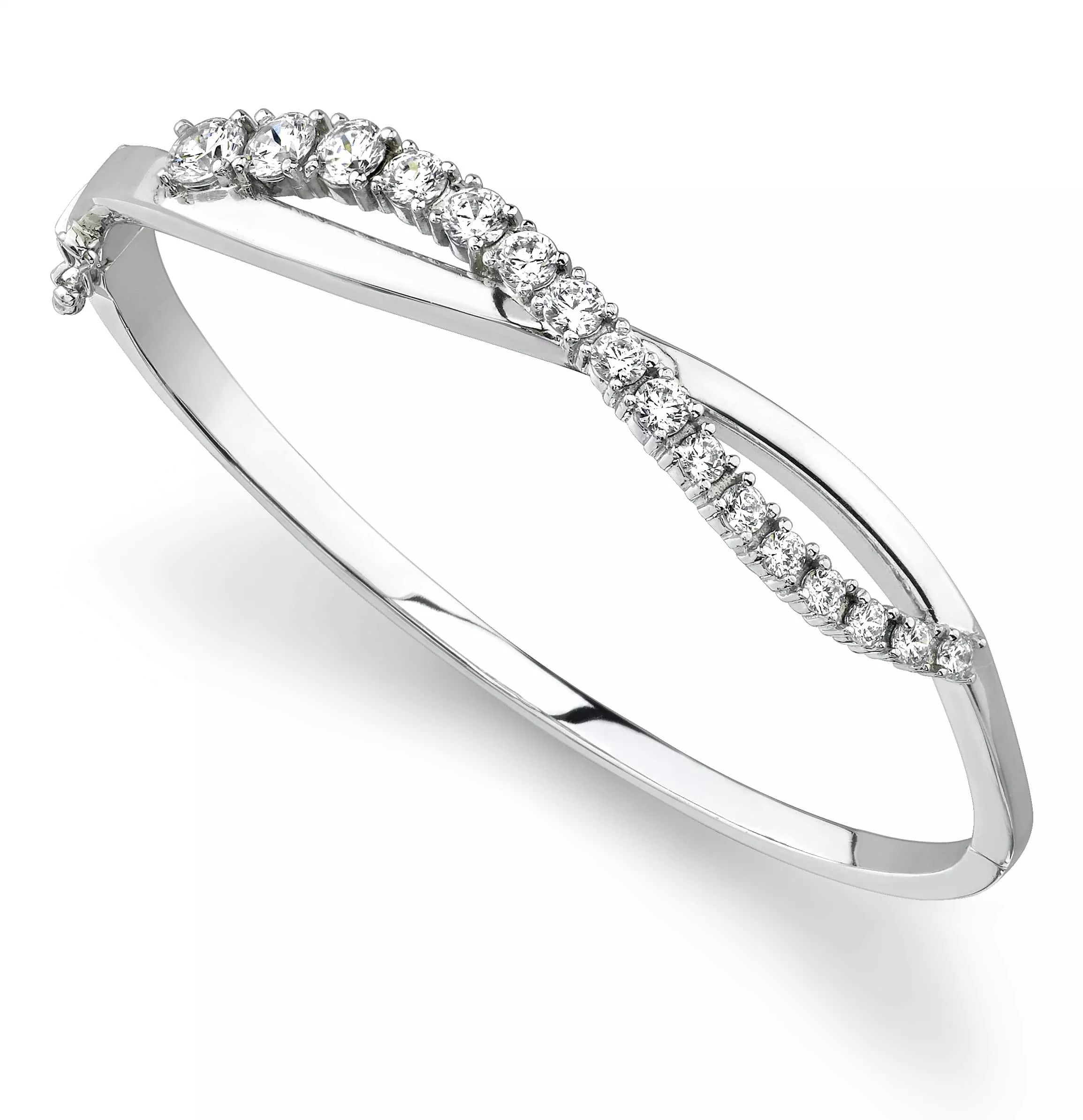 Curved Accent Diamond Journey Bangle 2.04 Carat Total Weight