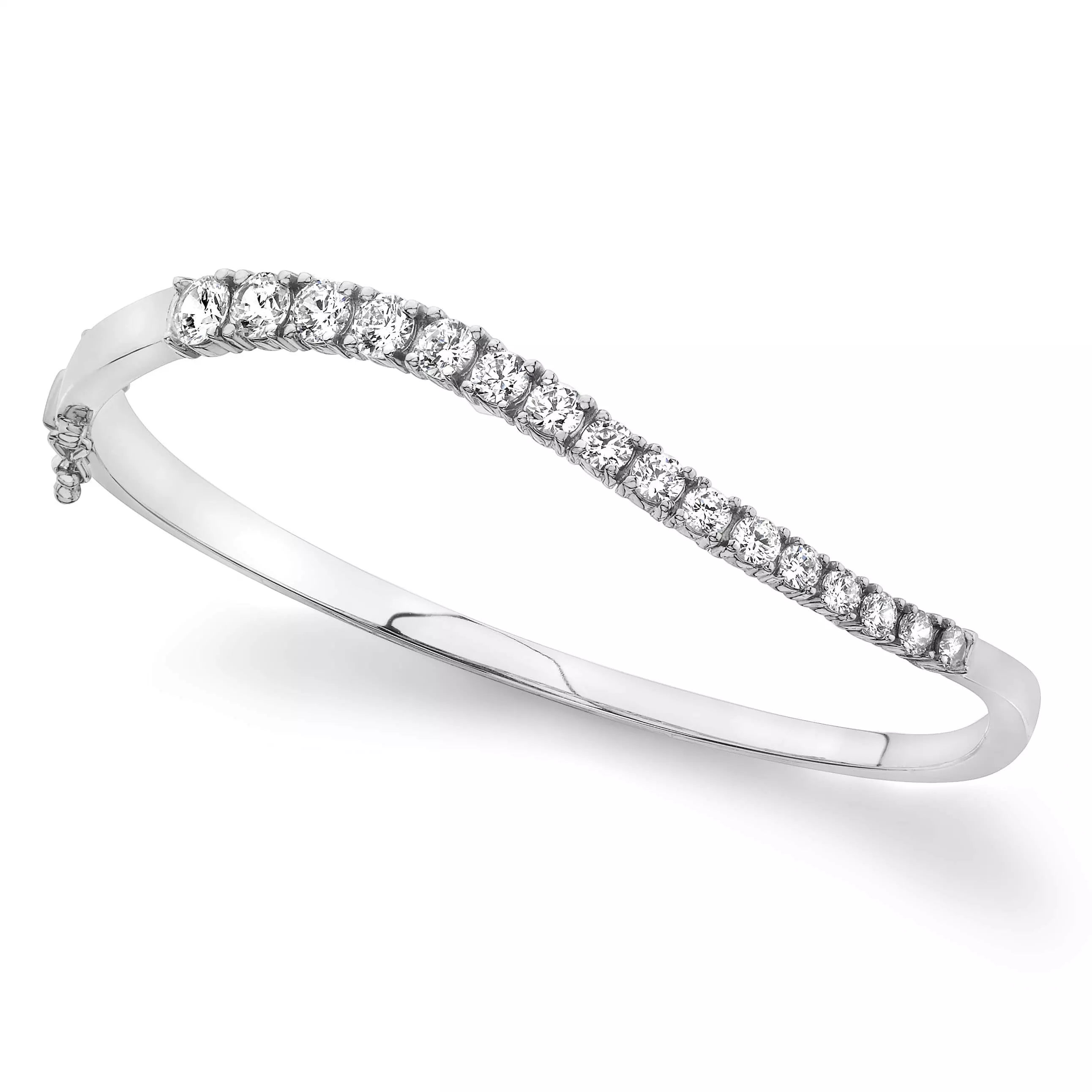 Curved Diamond Journey Bangle Bracelet 2.0 Carat Total Weight(Lab-Created)