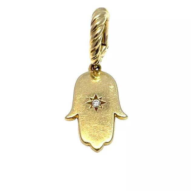 David Yurman 18k Yellow Gold Hamsa Pendant with Diamond Center