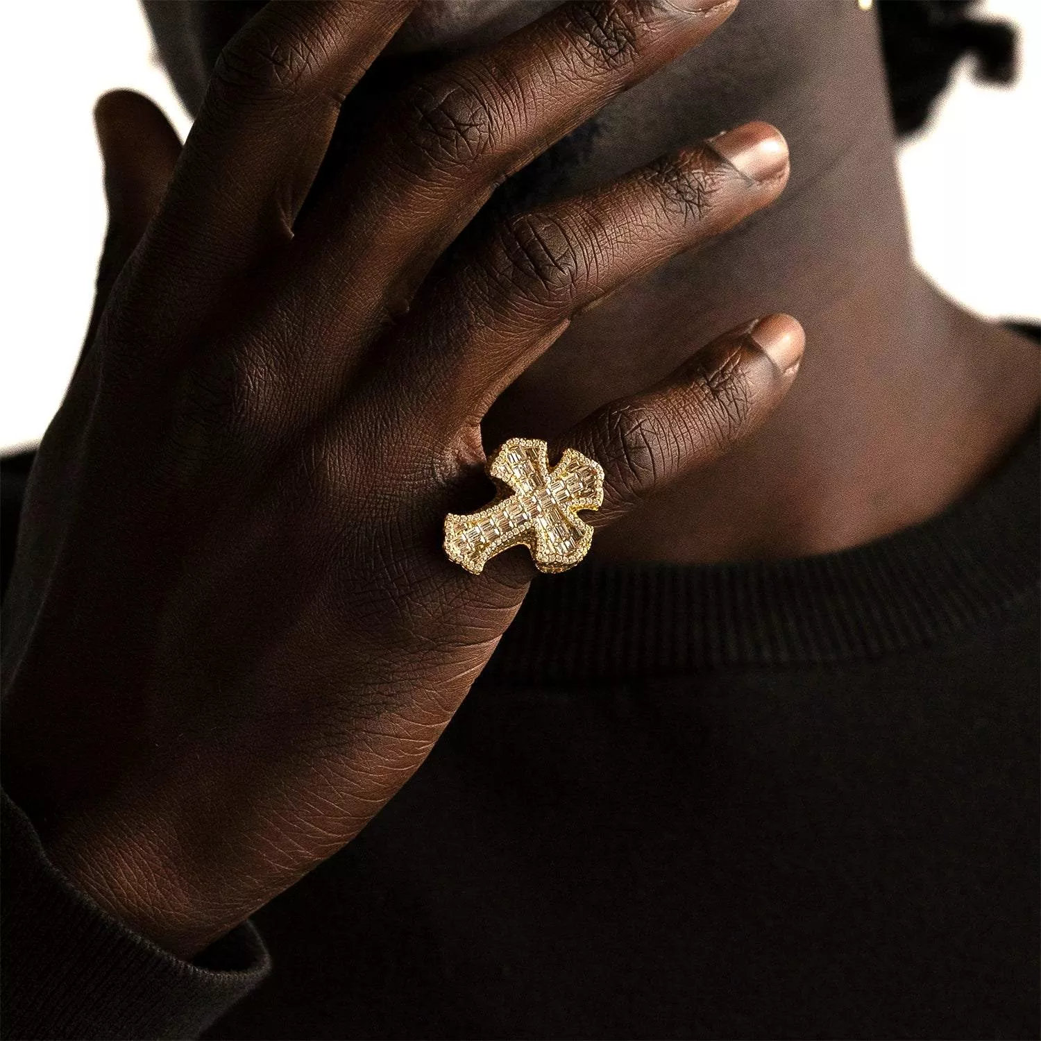 Diamond Baguette Cross Ring