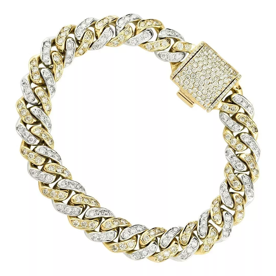 Diamond Cuban Link Bracelet Two Tone Gold 5.50 Ctw