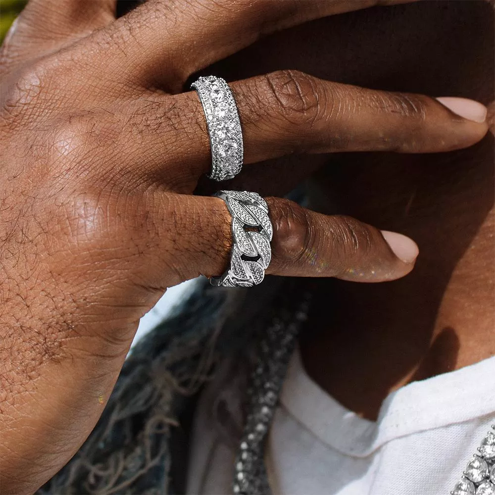 Diamond Cuban Ring White Gold