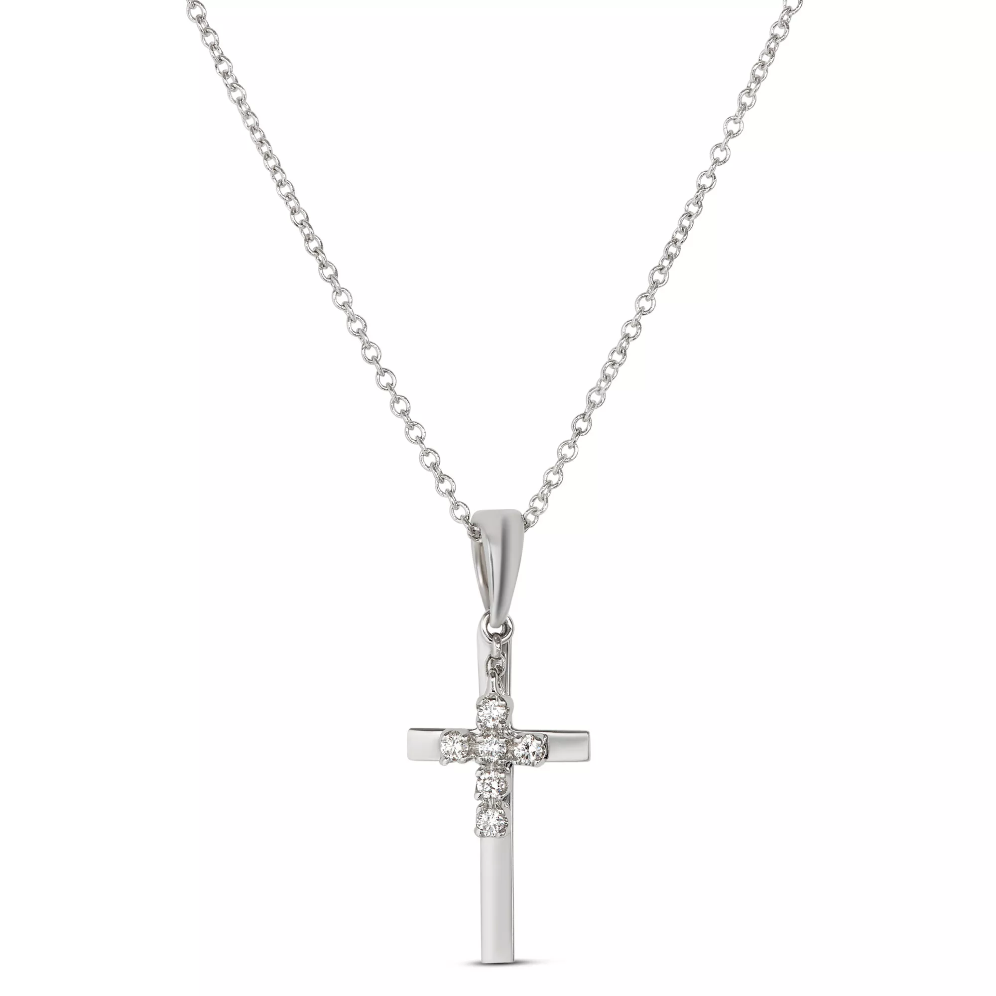 Diamond Double Cross Pendant 14K