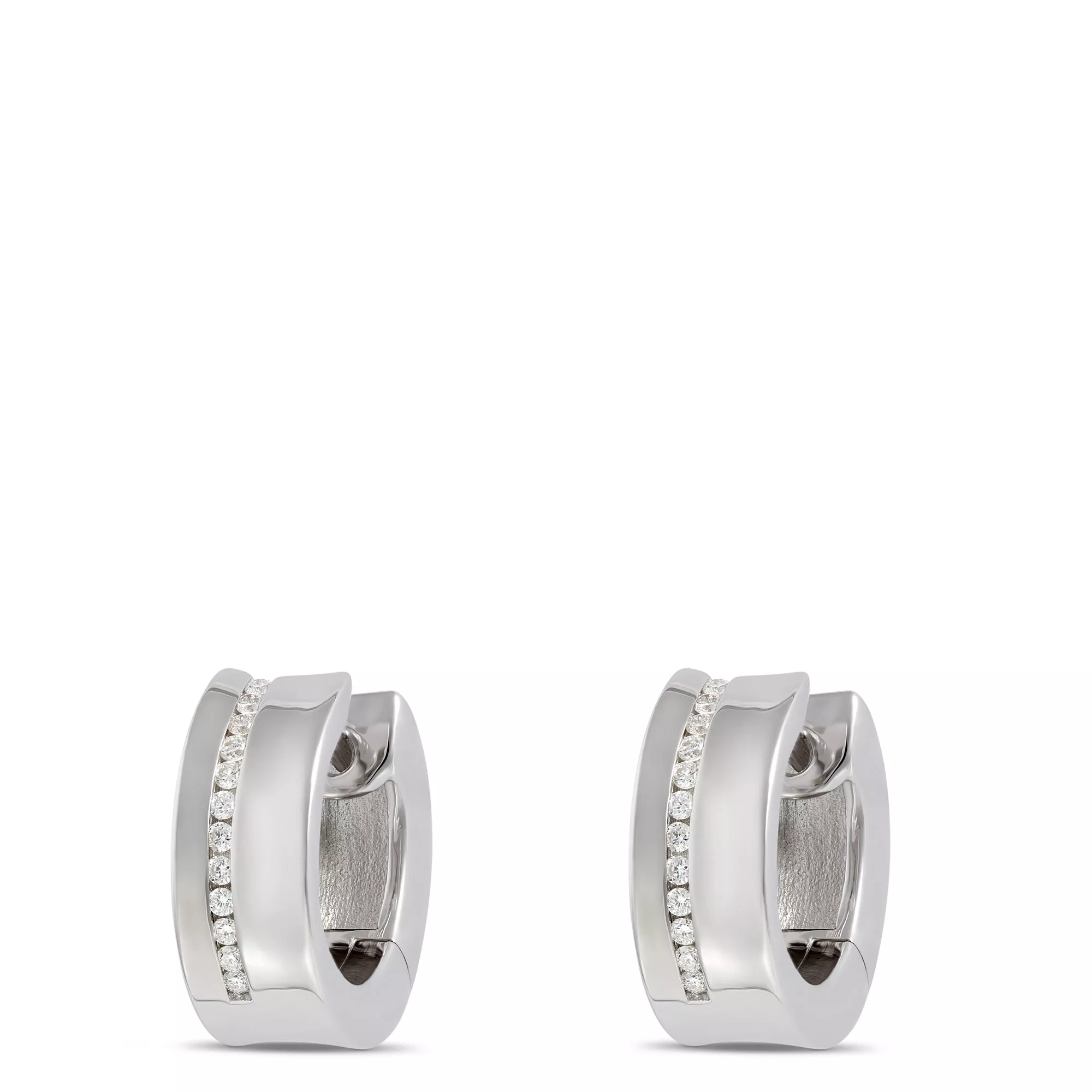 Diamond Hoops, Sterling Silver