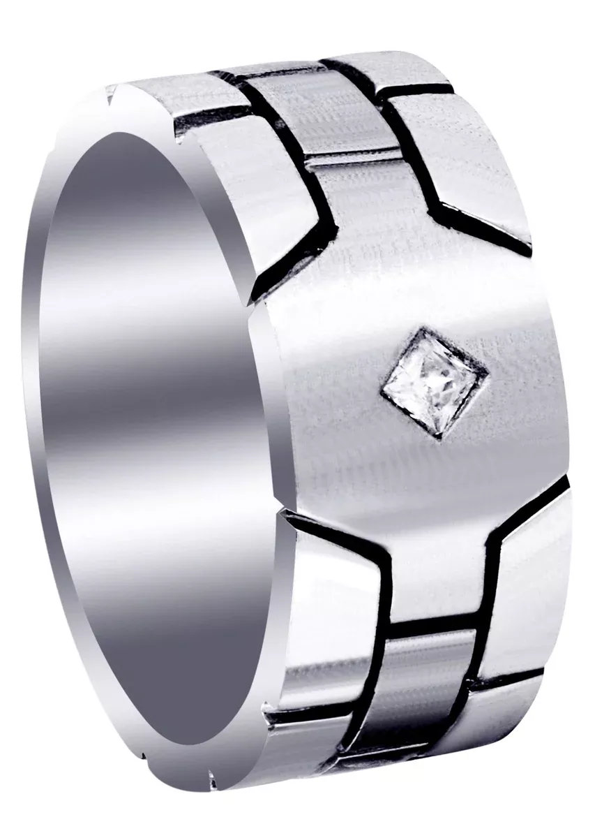 Diamond Mens Engagement Ring | 0.1 Carats | Satin Finish (Ellis)