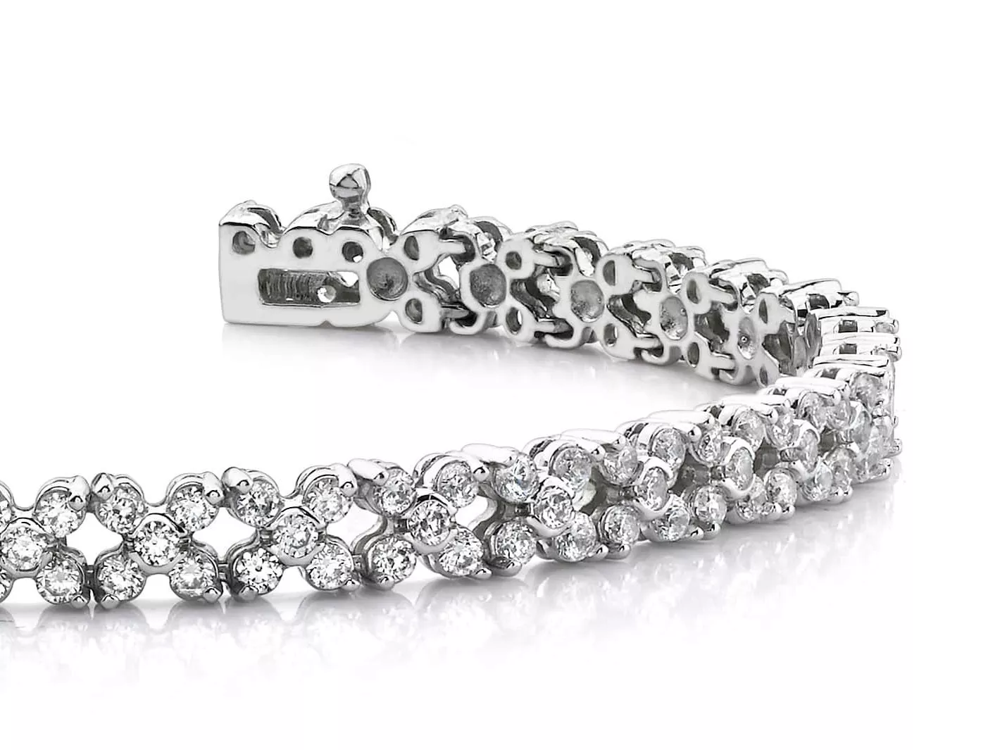 Diamond Round Flower Bracelet 3.91 Carat Total Weight