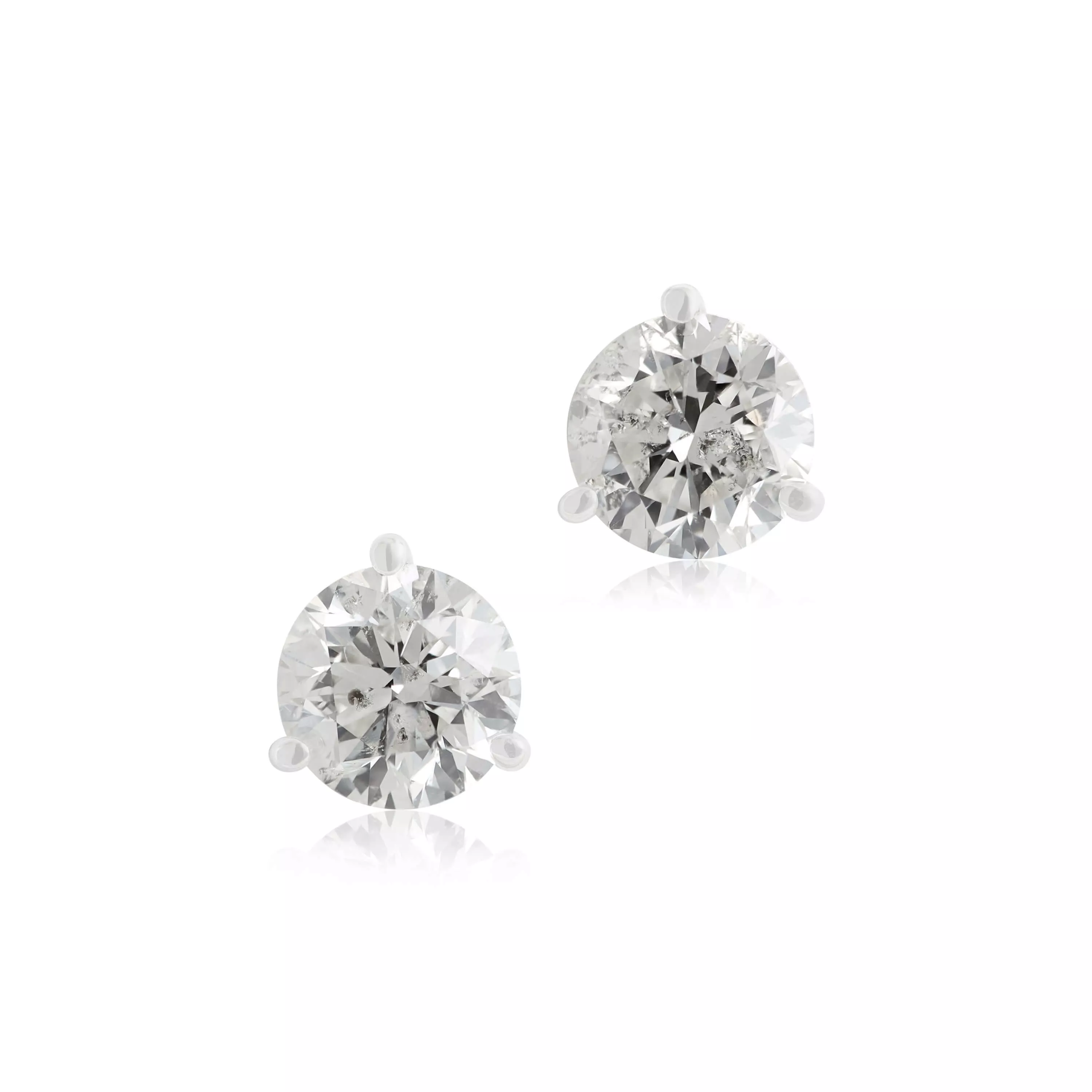 Diamond Stud Earrings, 14K White Gold