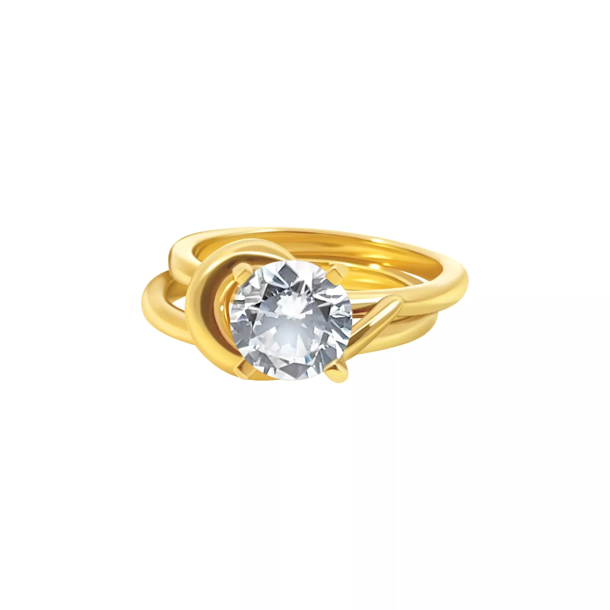 Double Hook Solitary Ring