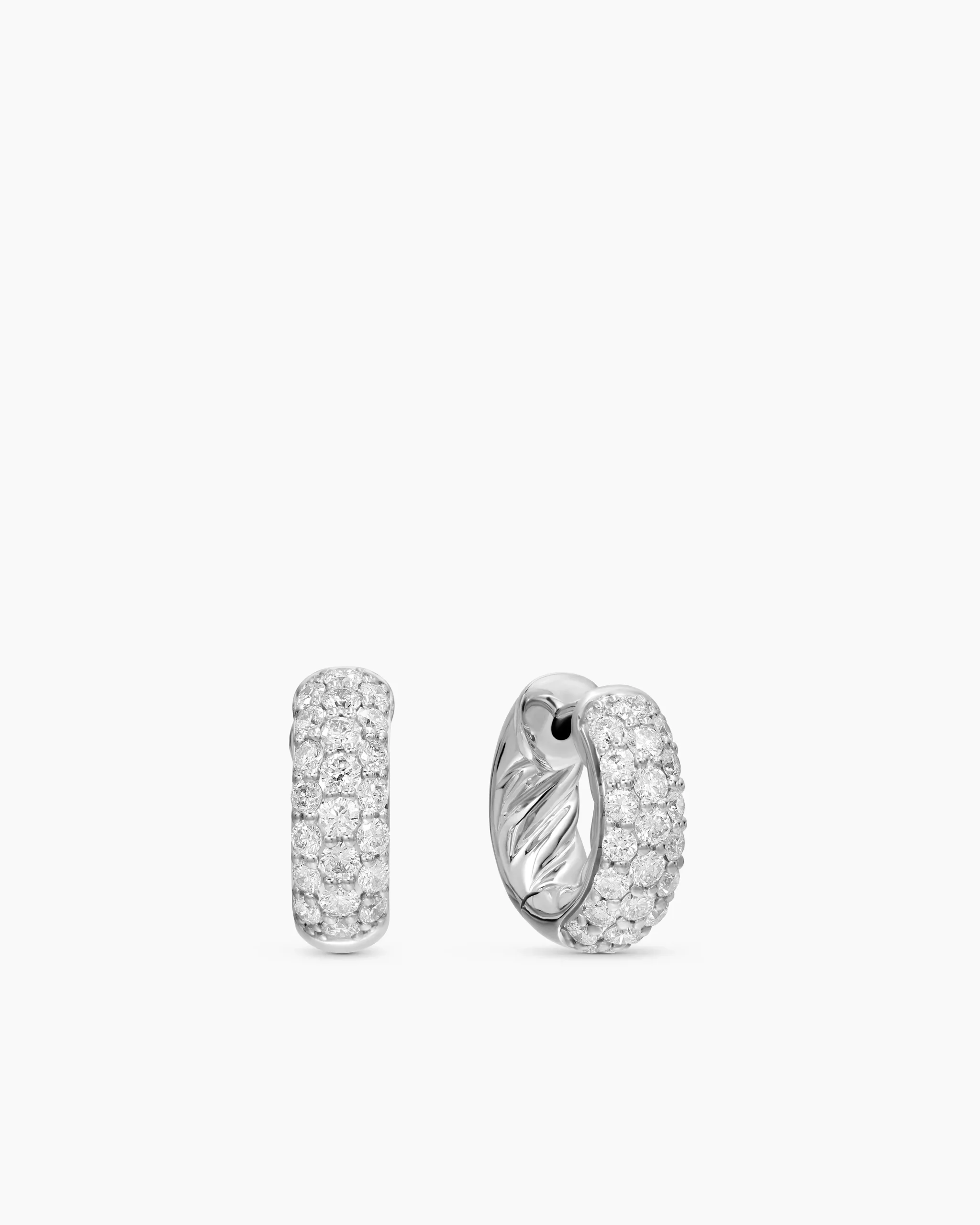DY Mercer Micro Hoop Earrings Sterling Silver with Diamonds, 13.5mm