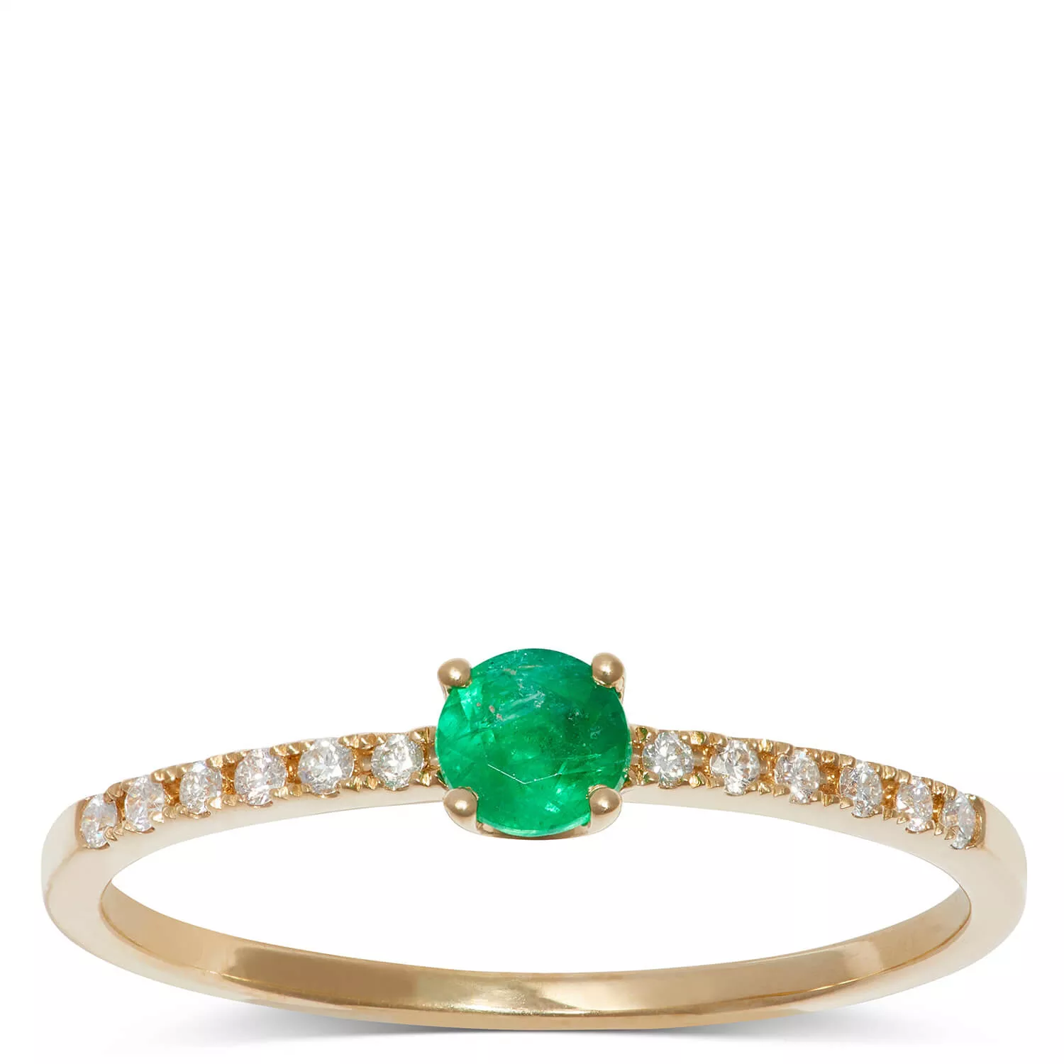 Emerald & Diamond Ring, 14K Yellow Gold