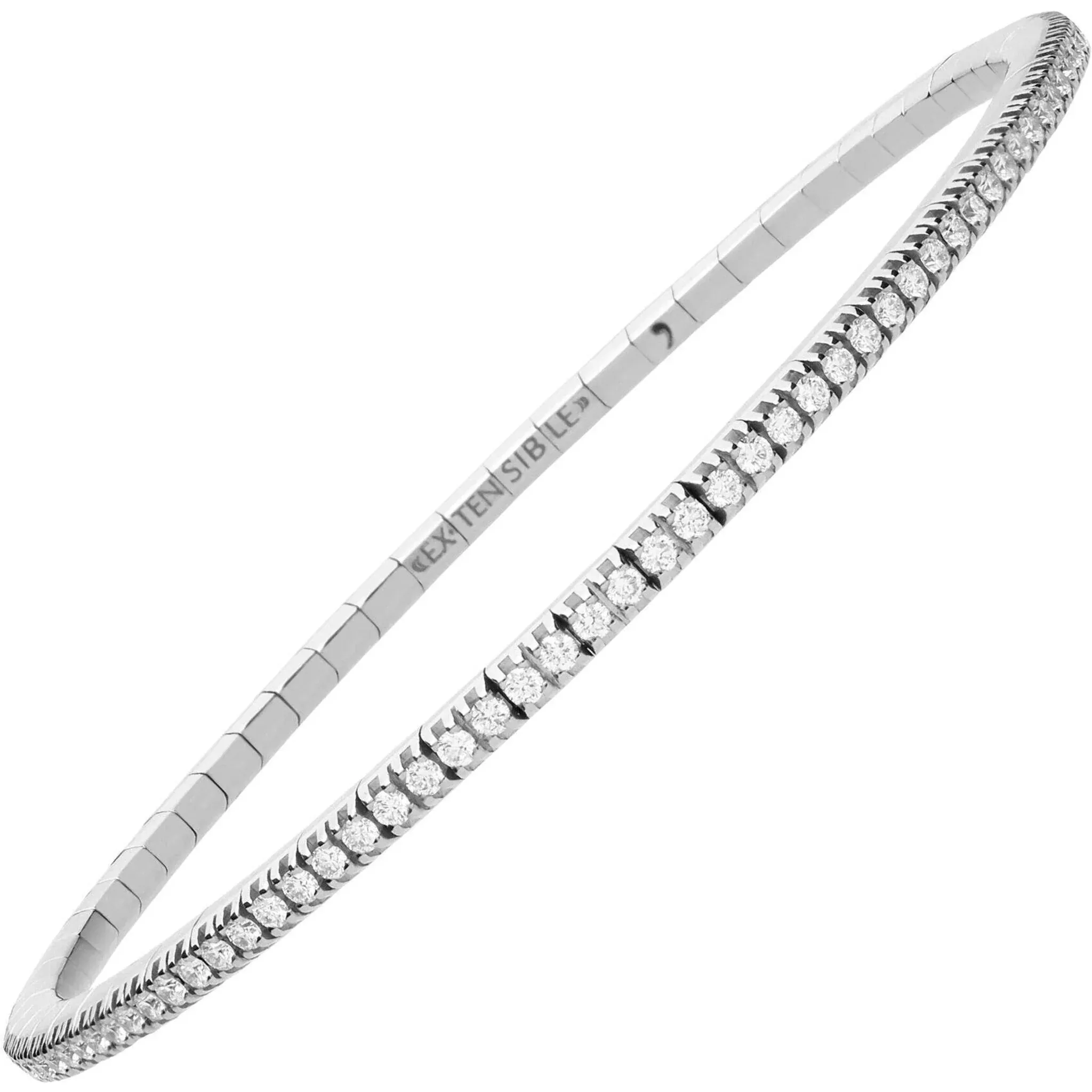 Extensible - 1 Carat Round Diamond Stretch Tennis Bracelet - 18K White Gold