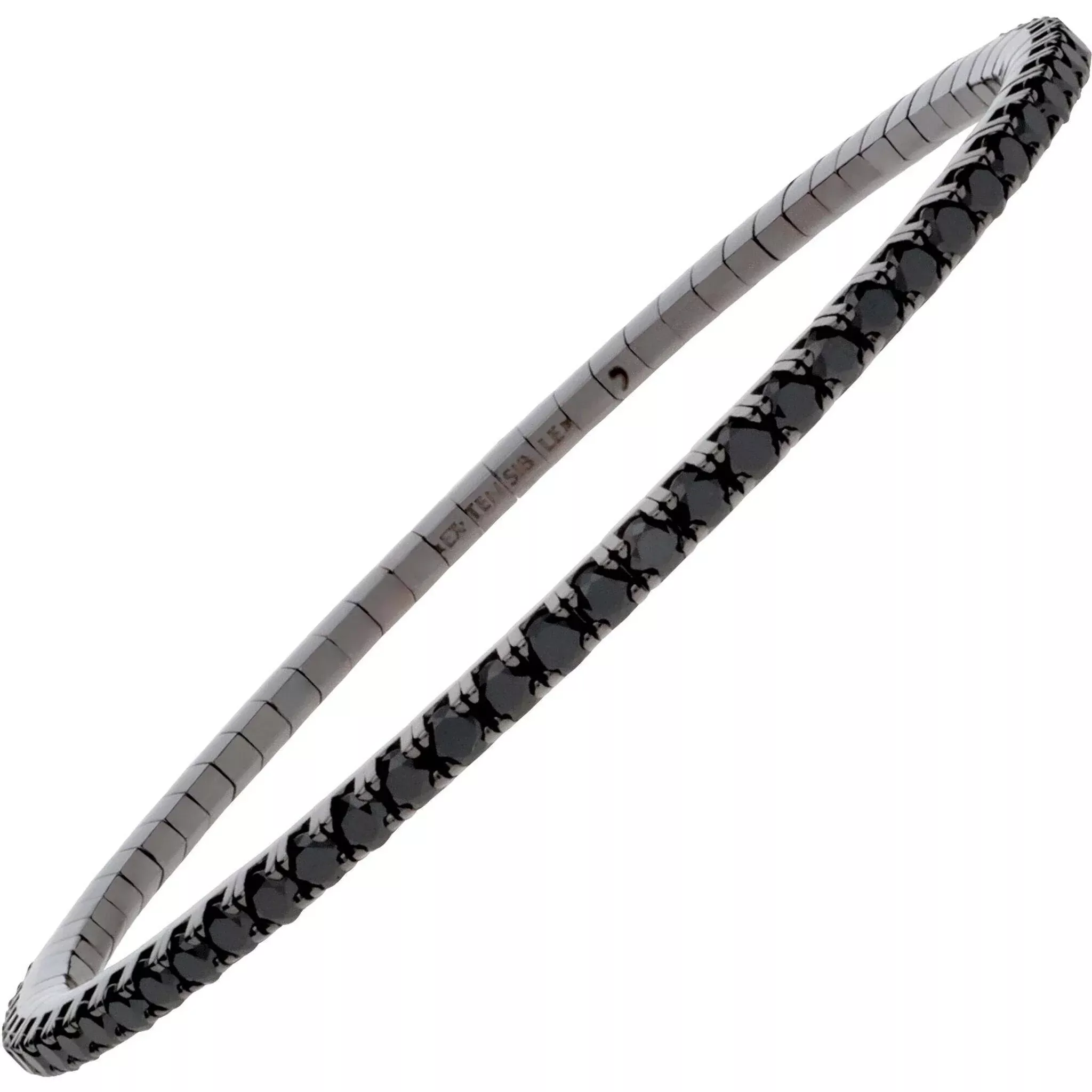 Extensible - 9 Carat Black Diamond Rhodium Stretch Tennis Bracelet - 18K Rose Gold