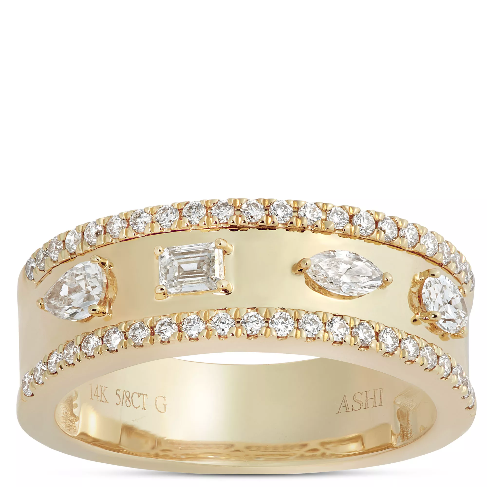 Fancy Diamond Anniversary Band, 14K Yellow Gold