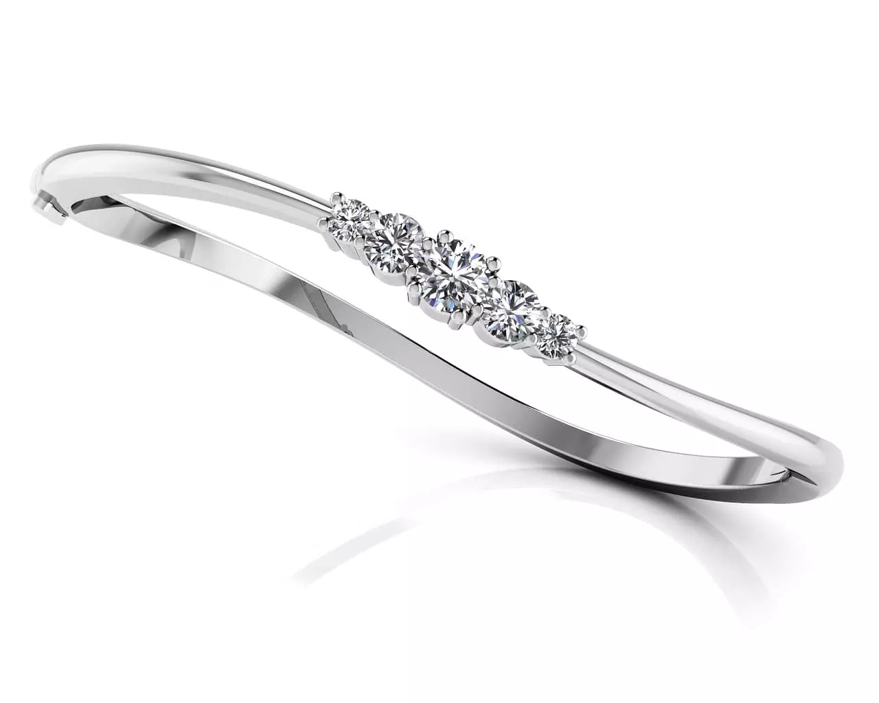 Fancy Five Curved Diamond Bangle 3 /4 Carat Total Weight(Lab-Created)