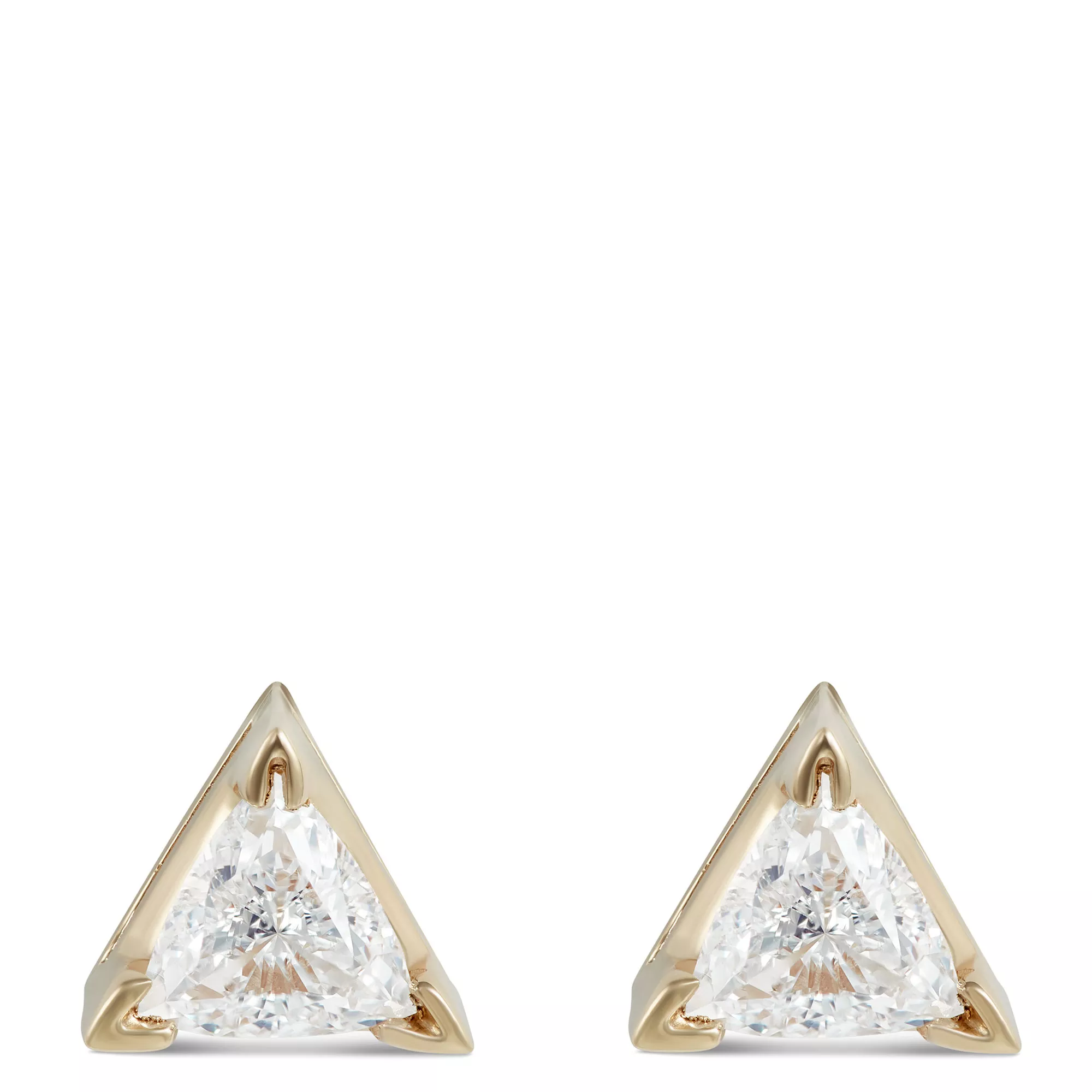 Fancy Shape Trillion Diamond Stud, ½ Carat, 14K Yellow Gold