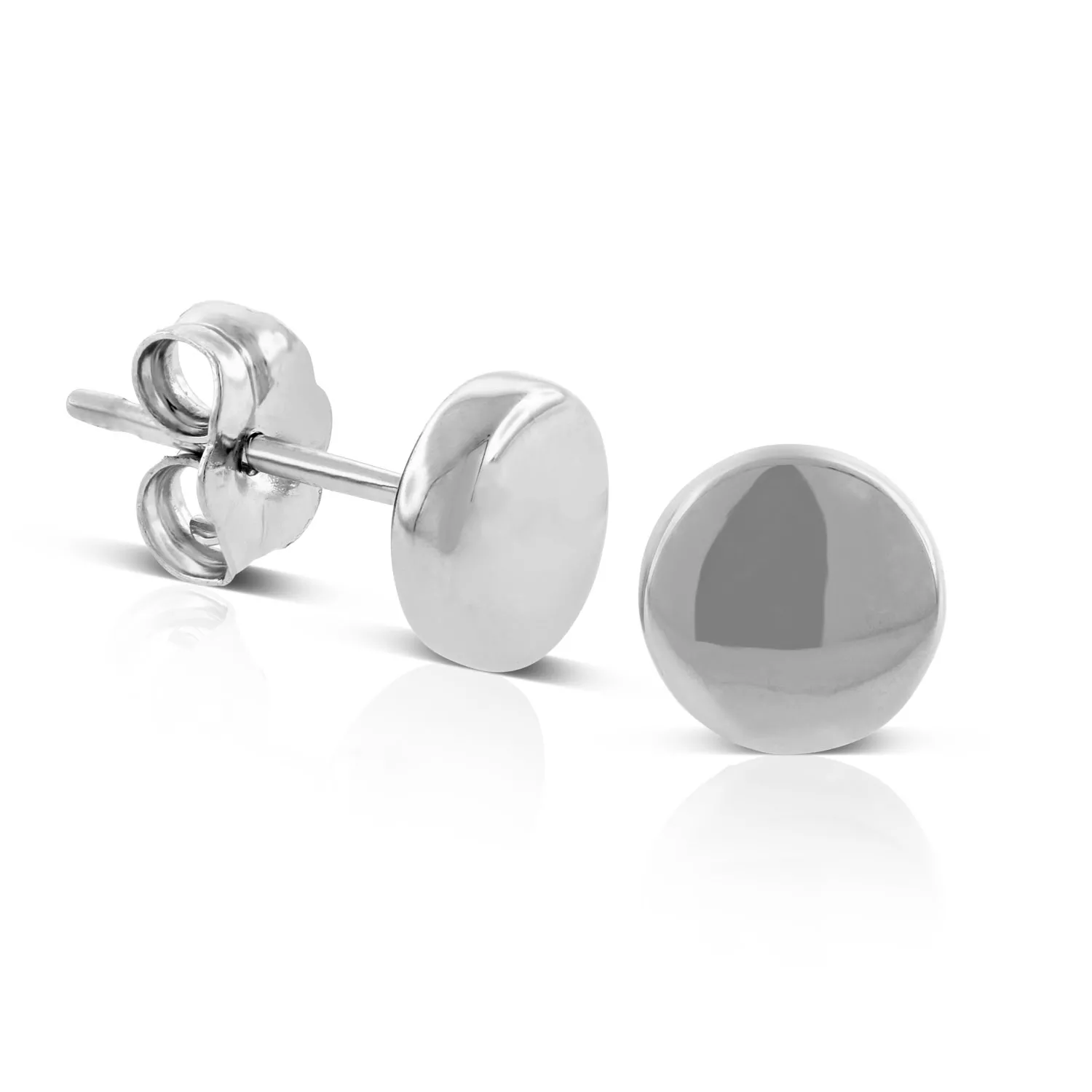 Flat Round Stud Earrings 14K