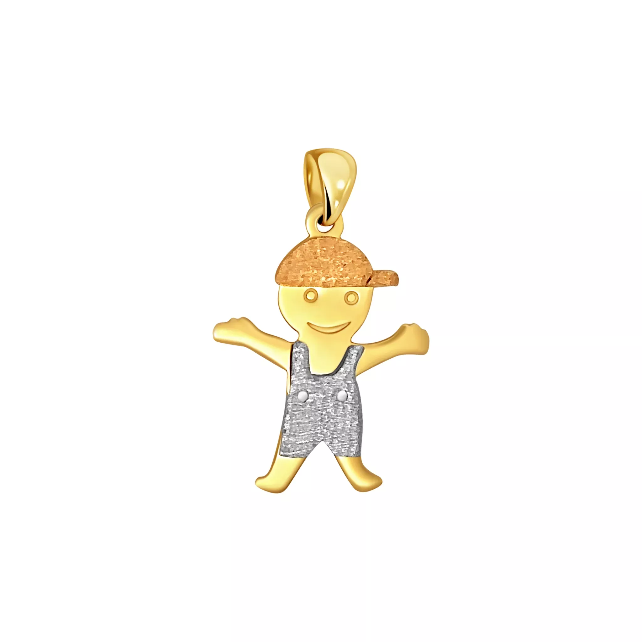 Gold Boy Pendant with Rose Gold Cap and White Gold Overalls