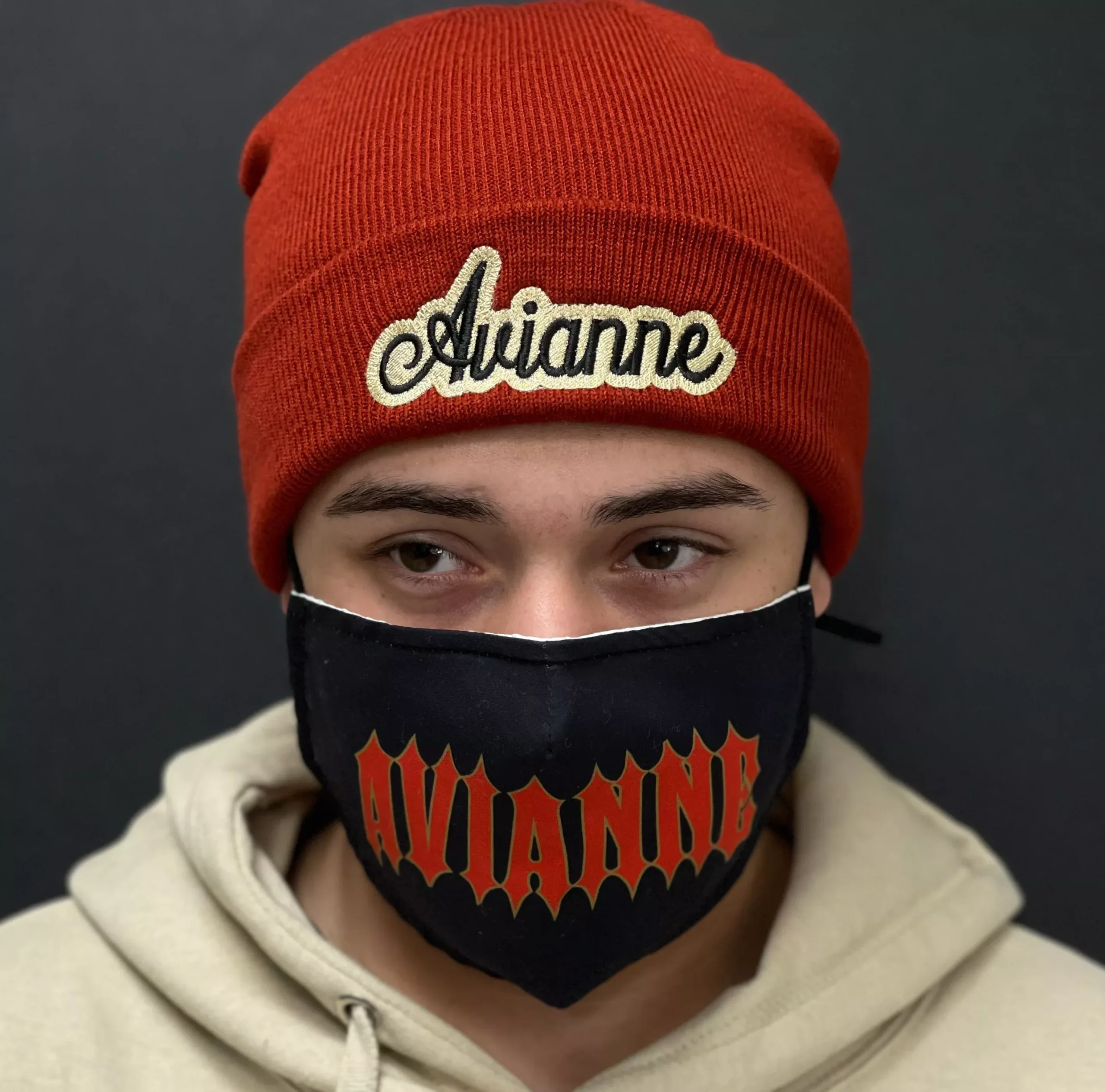 Gold and Maroon Avianne Beanie