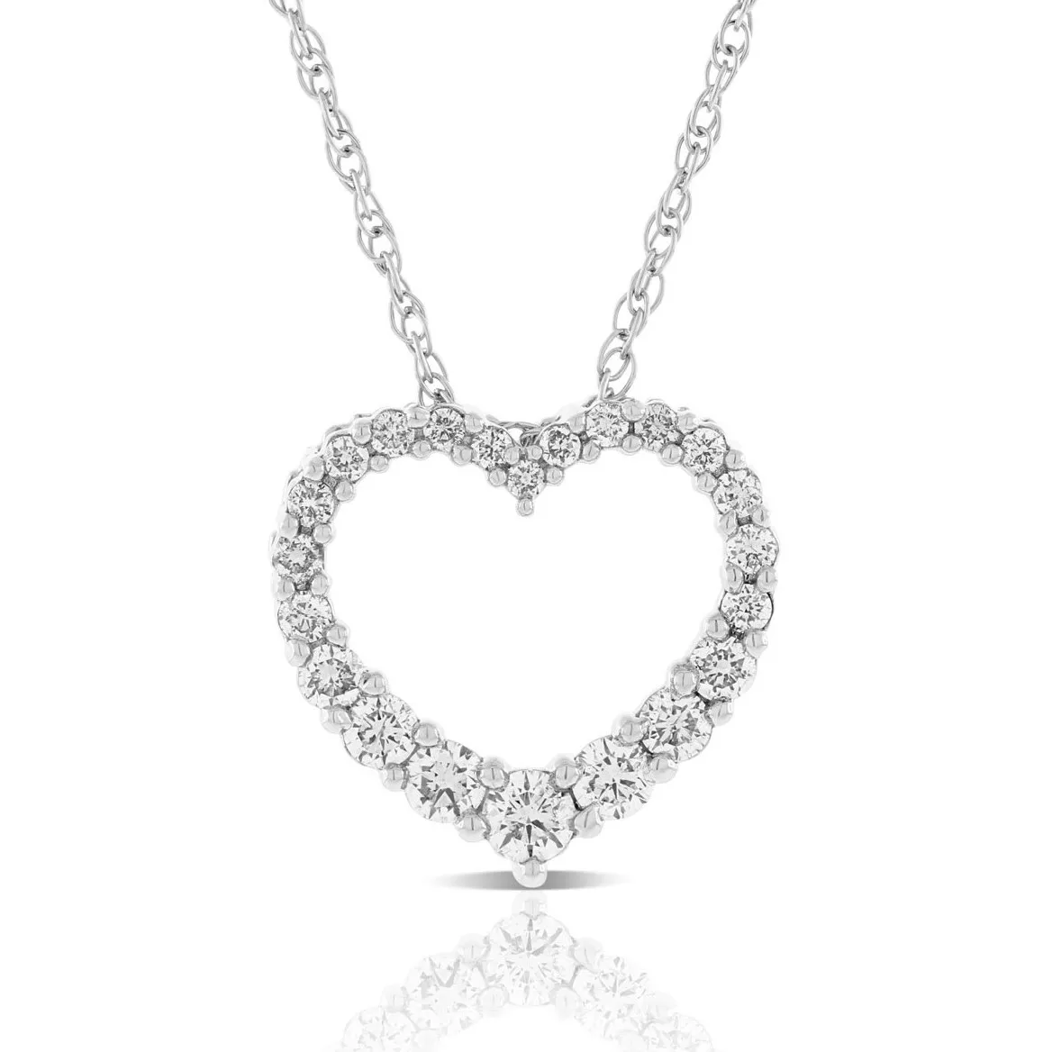 Graduated Diamond Heart Pendant 14K, 1/2 ctw.