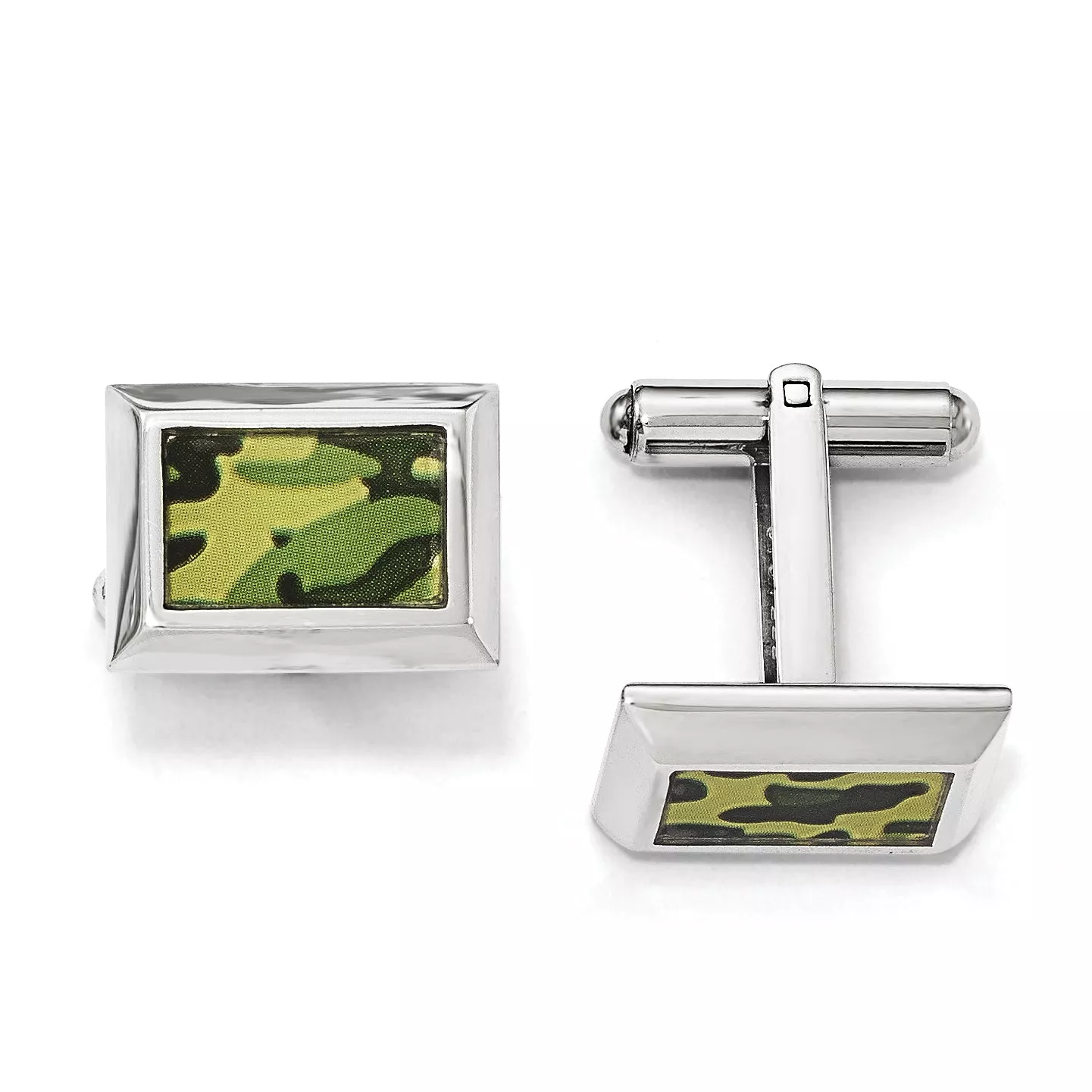Green Camo Cufflinks in Stainless Steel