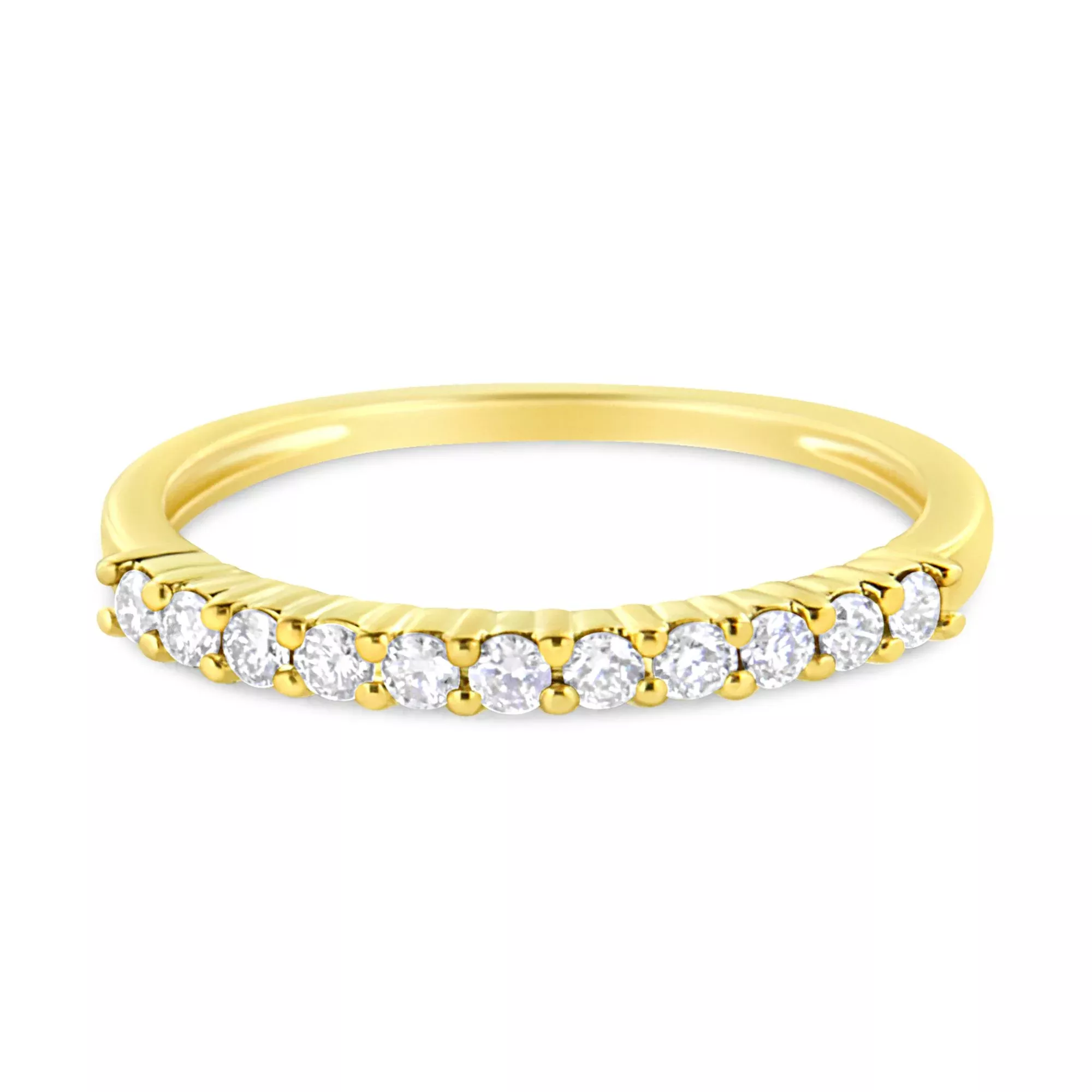 IGI Certified 1/4 Cttw Diamond 10K Yellow Gold Prong Set Fluted Band Style Ring (I-J Color, I2-I3 Clarity)