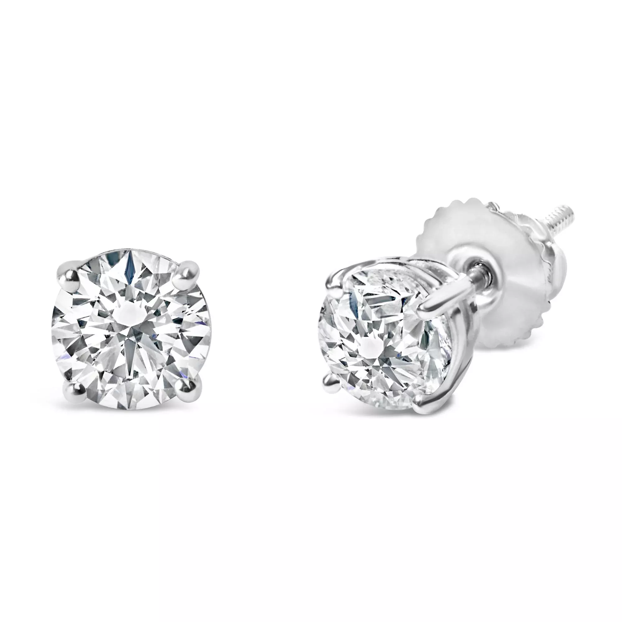 IGI Certified 14K White Gold 1 1/2 Cttw Lab Grown Diamond Solitaire Stud Earrings with Screwbacks (I-J Color, VVS2-VS1 Clarity)