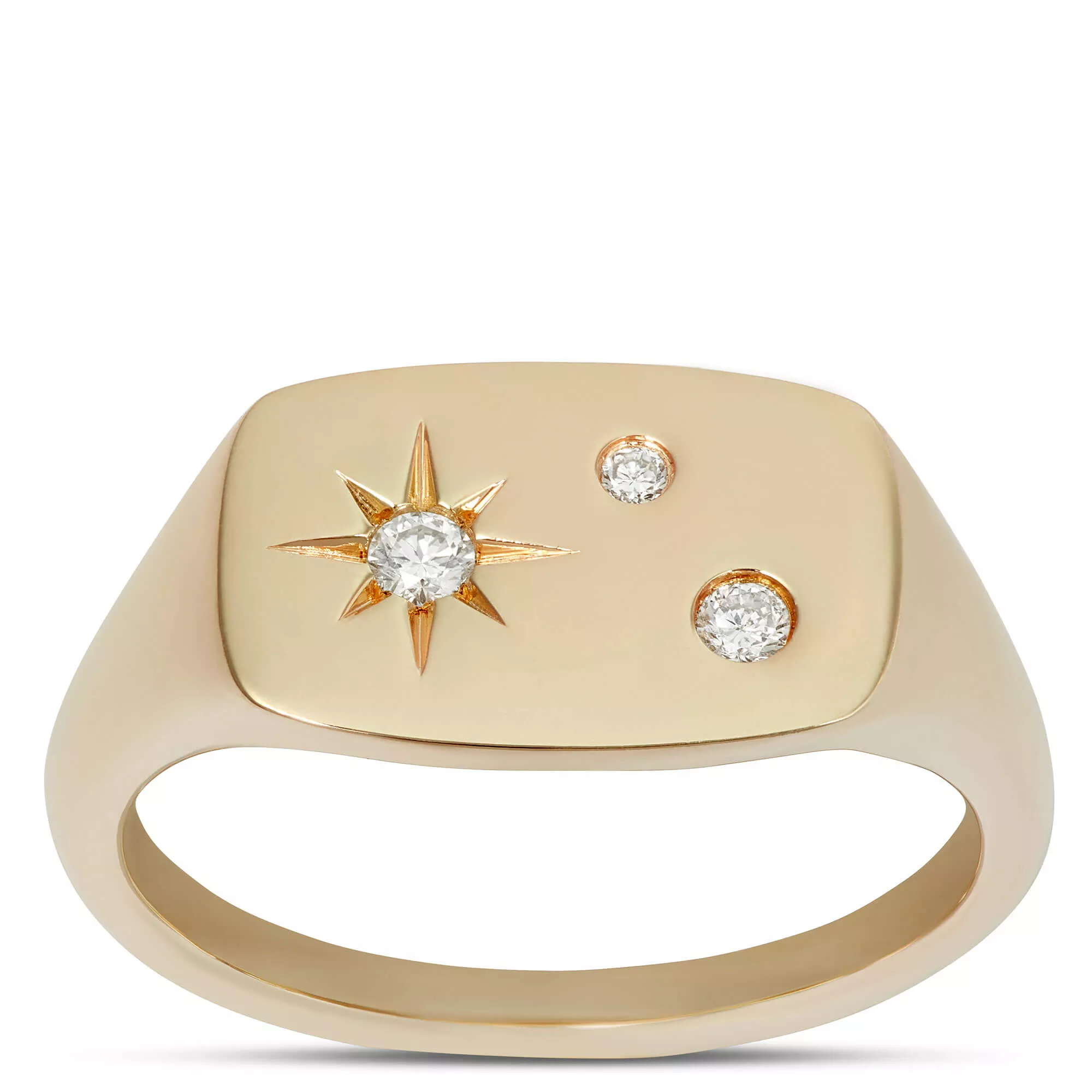 Ikuma Diamon Signet Pinky Ring, 14K Yellow Gold