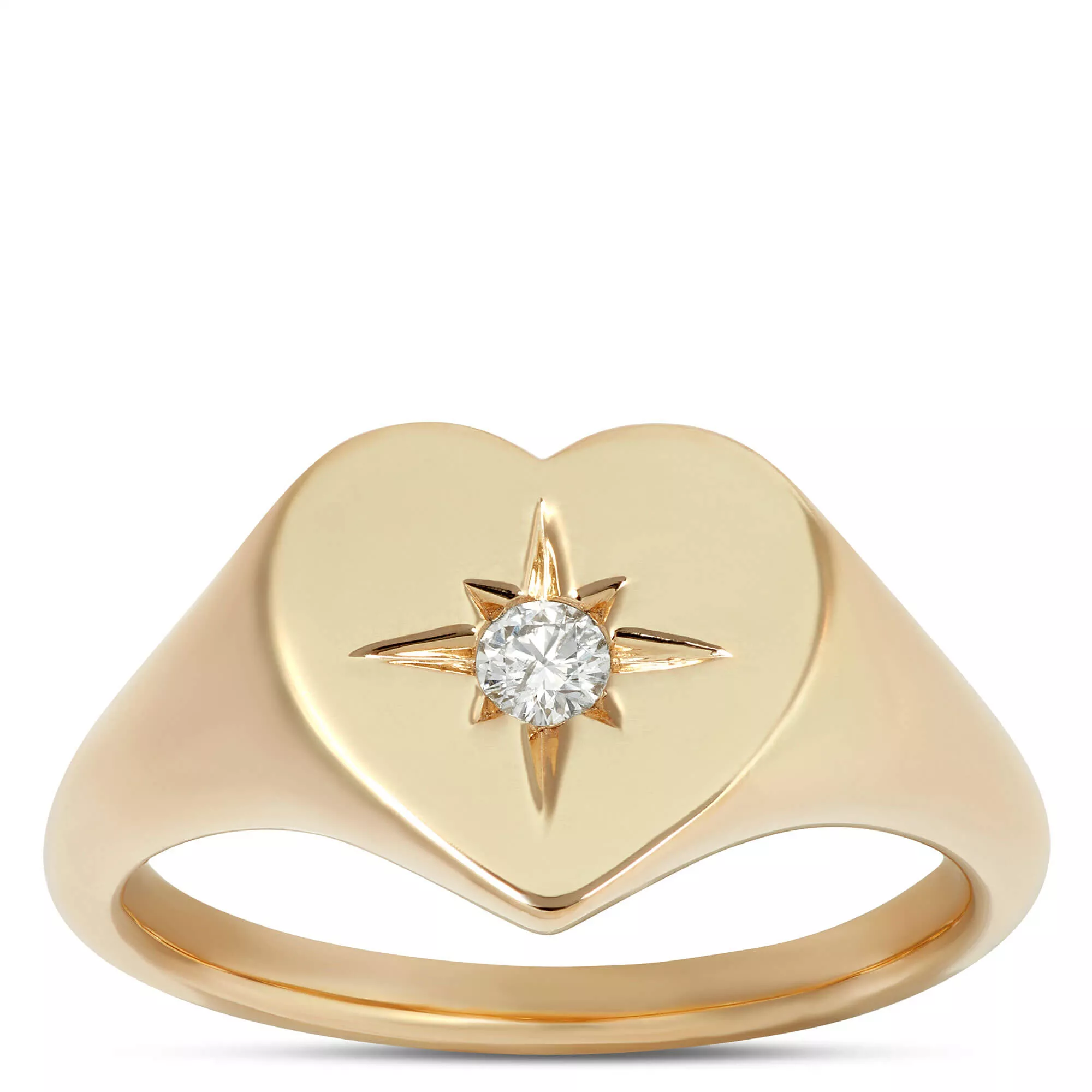 Ikuma Heart-Shaped Diamond Signet Pinky Ring, 14K Yellow Gold