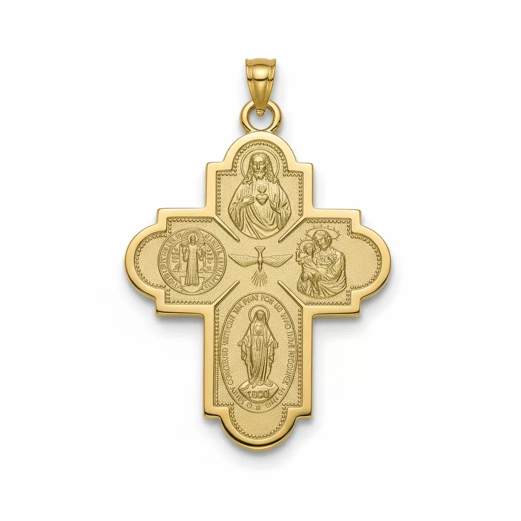 Italian Catholic Cross 14K