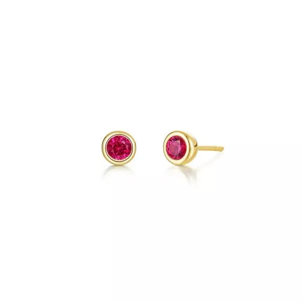 July Bezel Birthstone Earrings