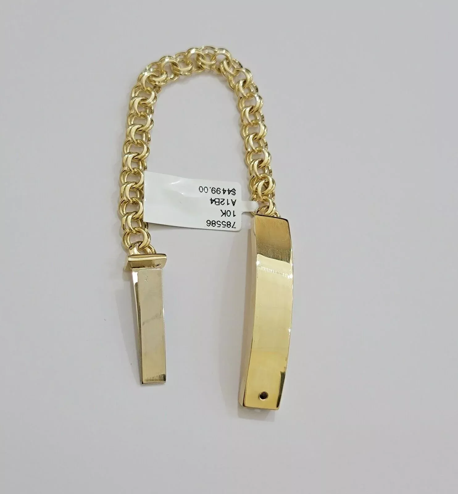 Kids 10k Yellow Gold Bracelet Chino ID Name Plate Strong 6 Inch SOLID LINK REAL
