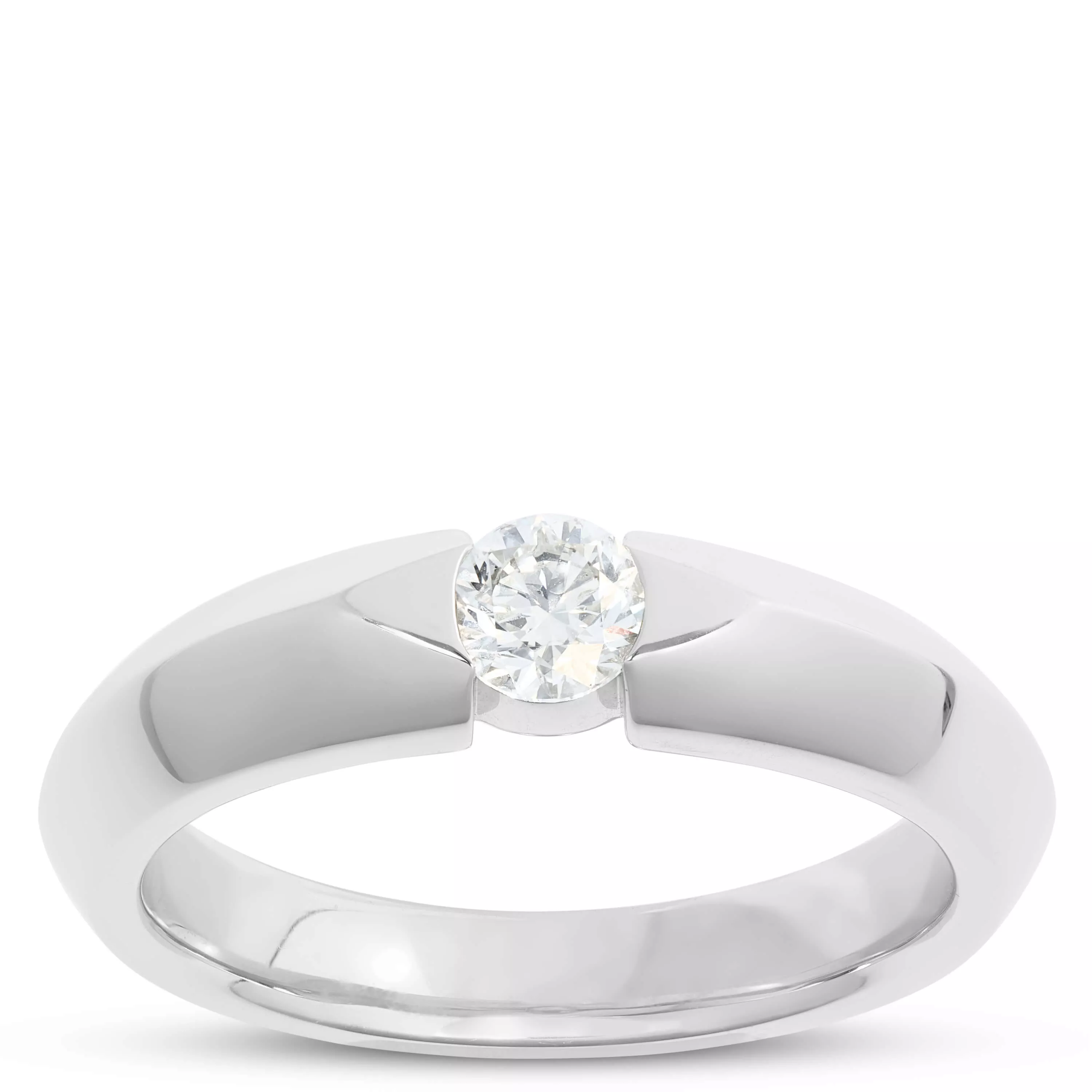 Knife Edge Diamond Ring, 18K White Gold