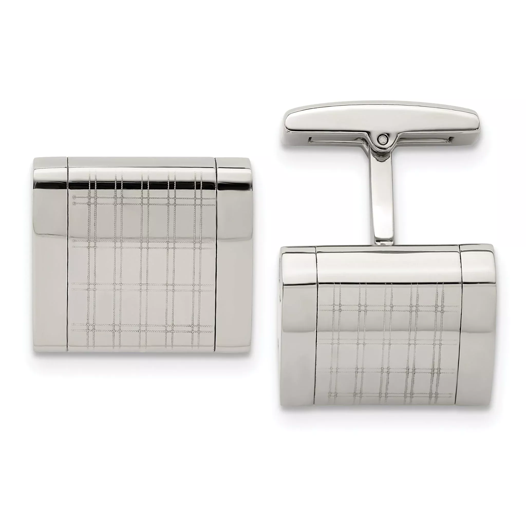 Laser-Design Square Cufflinks in Stainless Steel