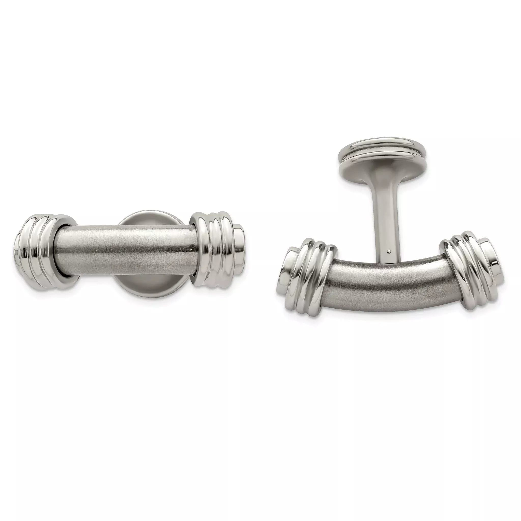 Laser-Textured Titanium & Steel Cuff Links by Edward Mirell