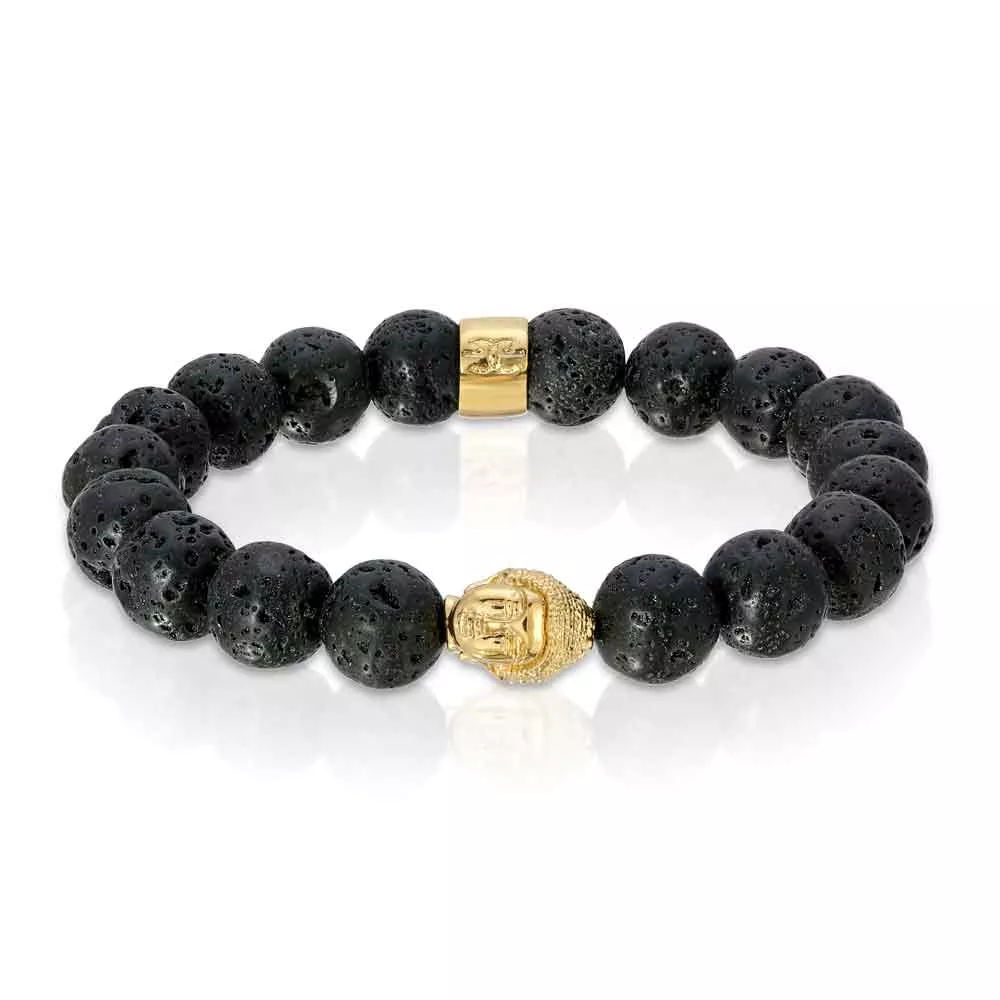 Lava Stone Buddha Head Beaded Bracelet