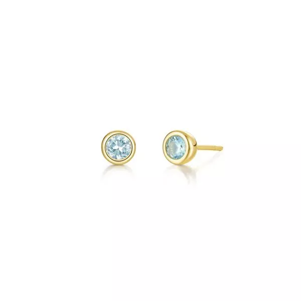 March Bezel Birthstone Earrings