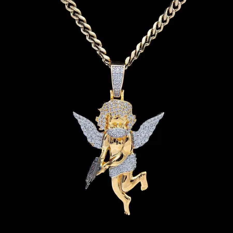 Masked Angel Pendant in Yellow Gold