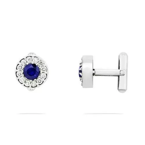 Mens Diamond and Sapphire Cufflinks in 14k White Gold 6.39 Ctw