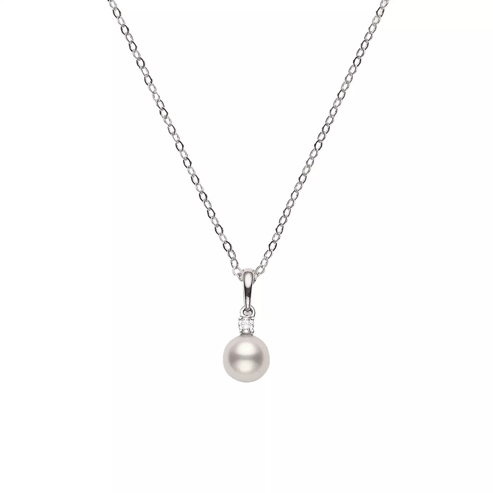 Mikimoto AA Akoya Cultured Pearl & Diamond Pendant 18K, 6mm
