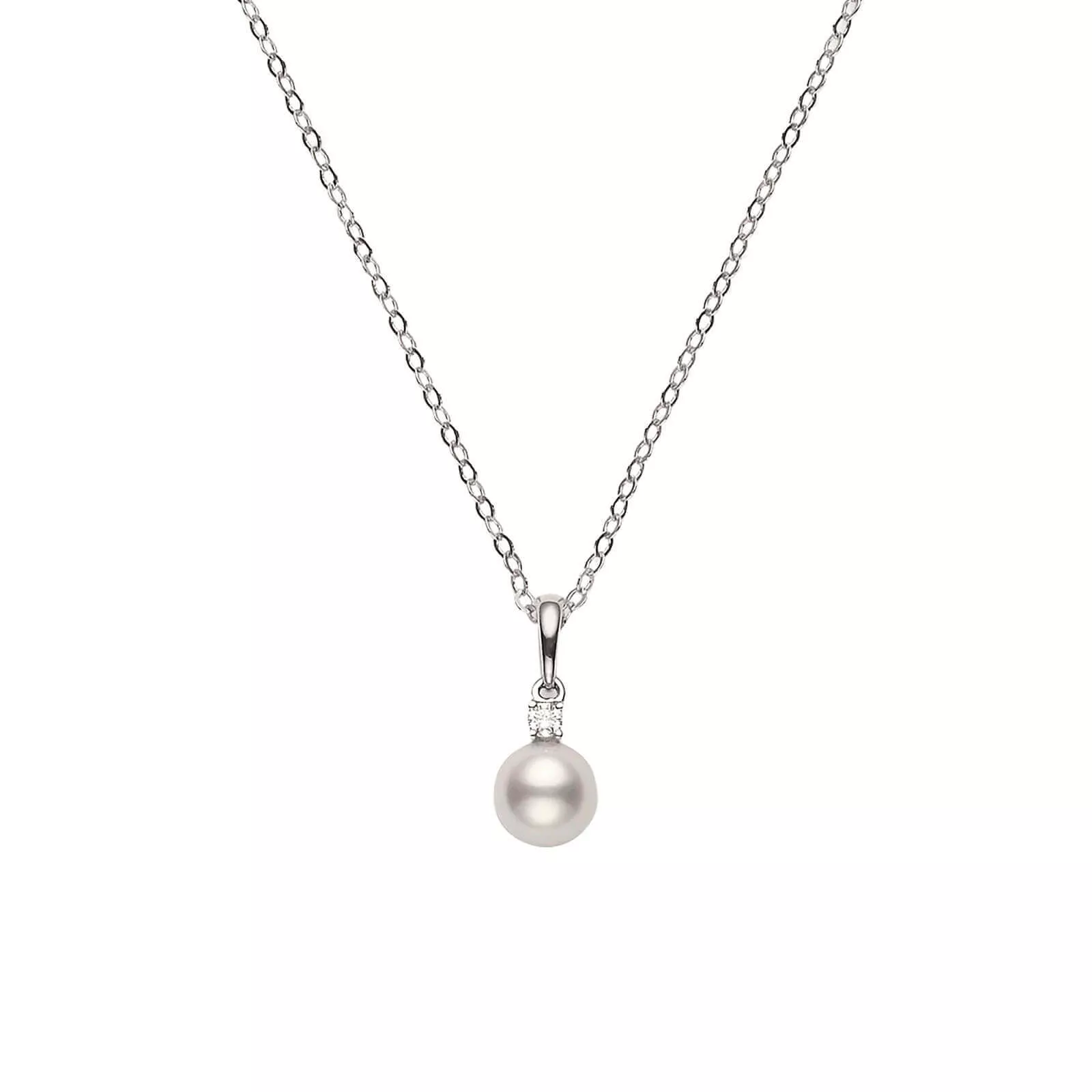 Mikimoto AA Akoya Cultured Pearl & Diamond Pendant 18K, 7mm