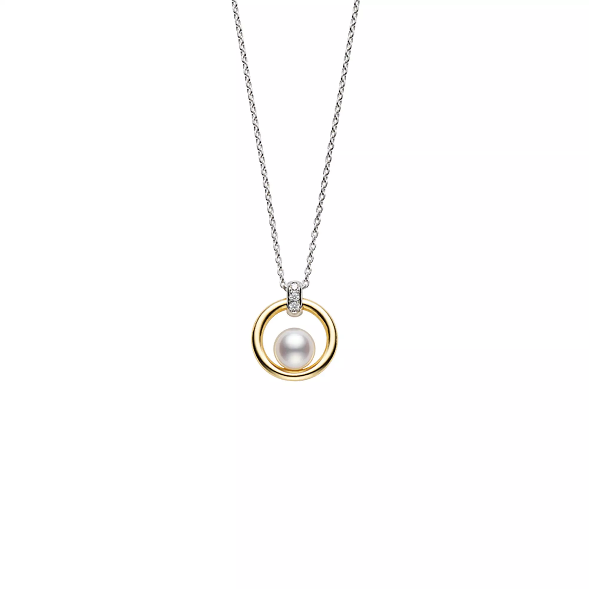 Mikimoto Akoya Cultured Pearl Circle Pendant, 18K Two Tone
