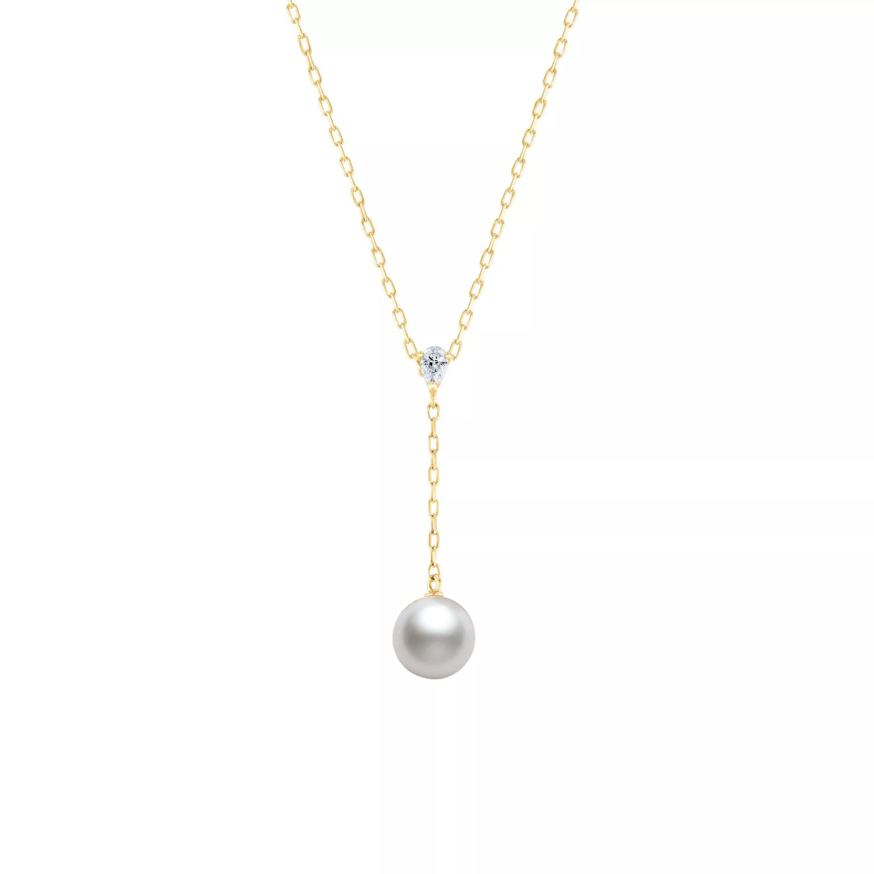 Mikimoto Akoya Cultured Pearl & Diamond 'Y' Drop Necklace 18K