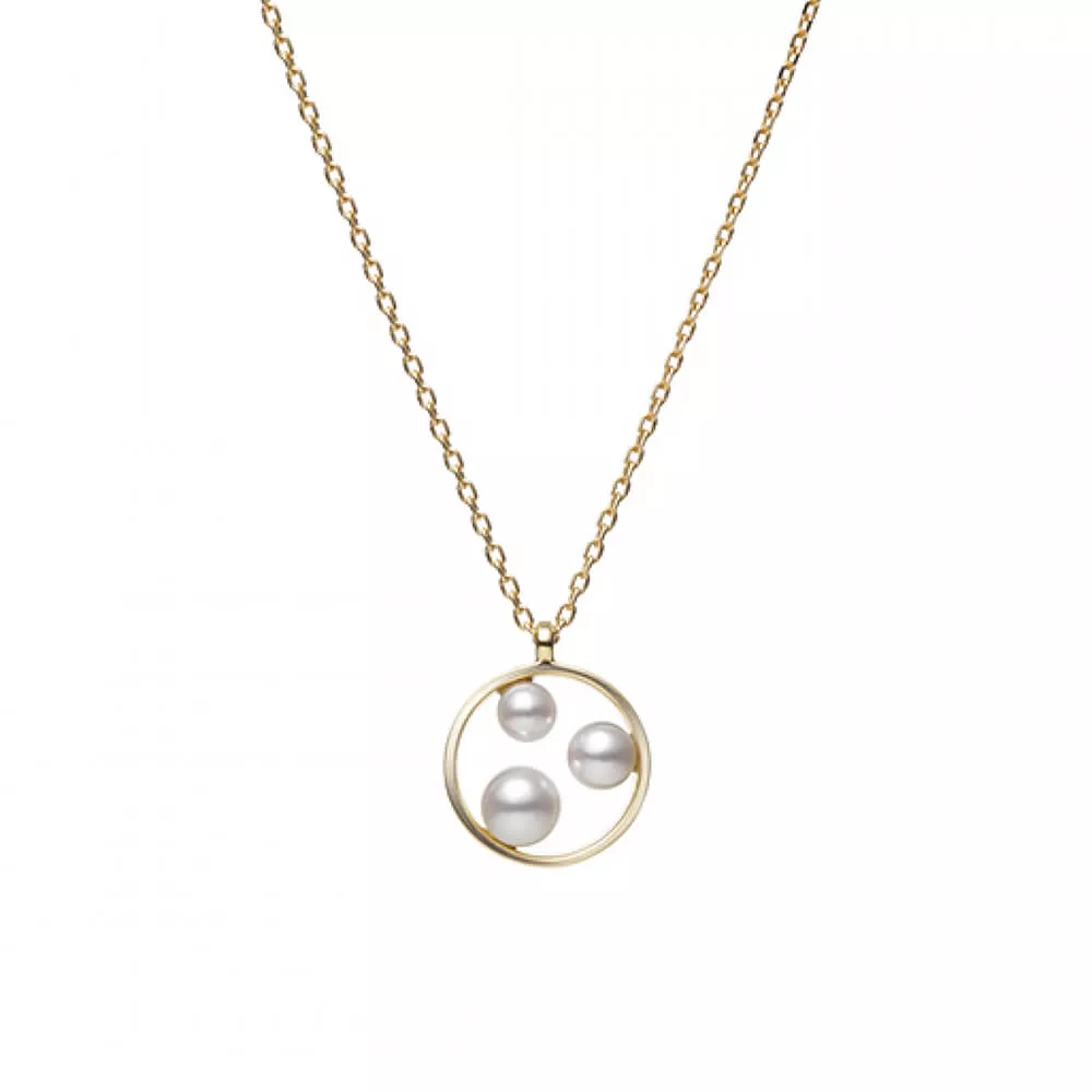 Mikimoto Open Circle Triple Akoya Cultured Pearl Necklace 18K