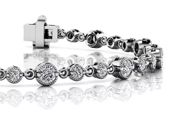 Milgrain Chain Link Diamond Bracelet 2.05 Carat Total Weight(Lab-Created)