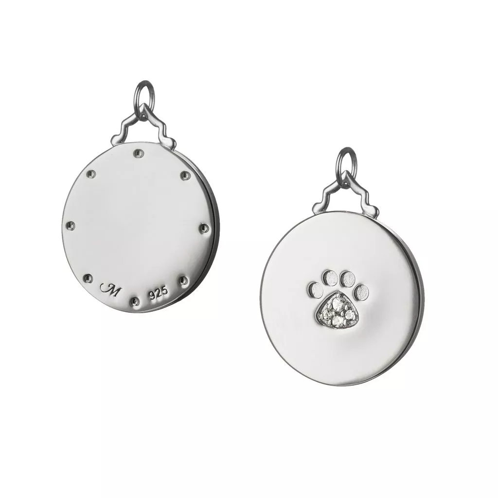 Monica Rich Kosann Paw Print Charm with Sapphires, Sterling Silver